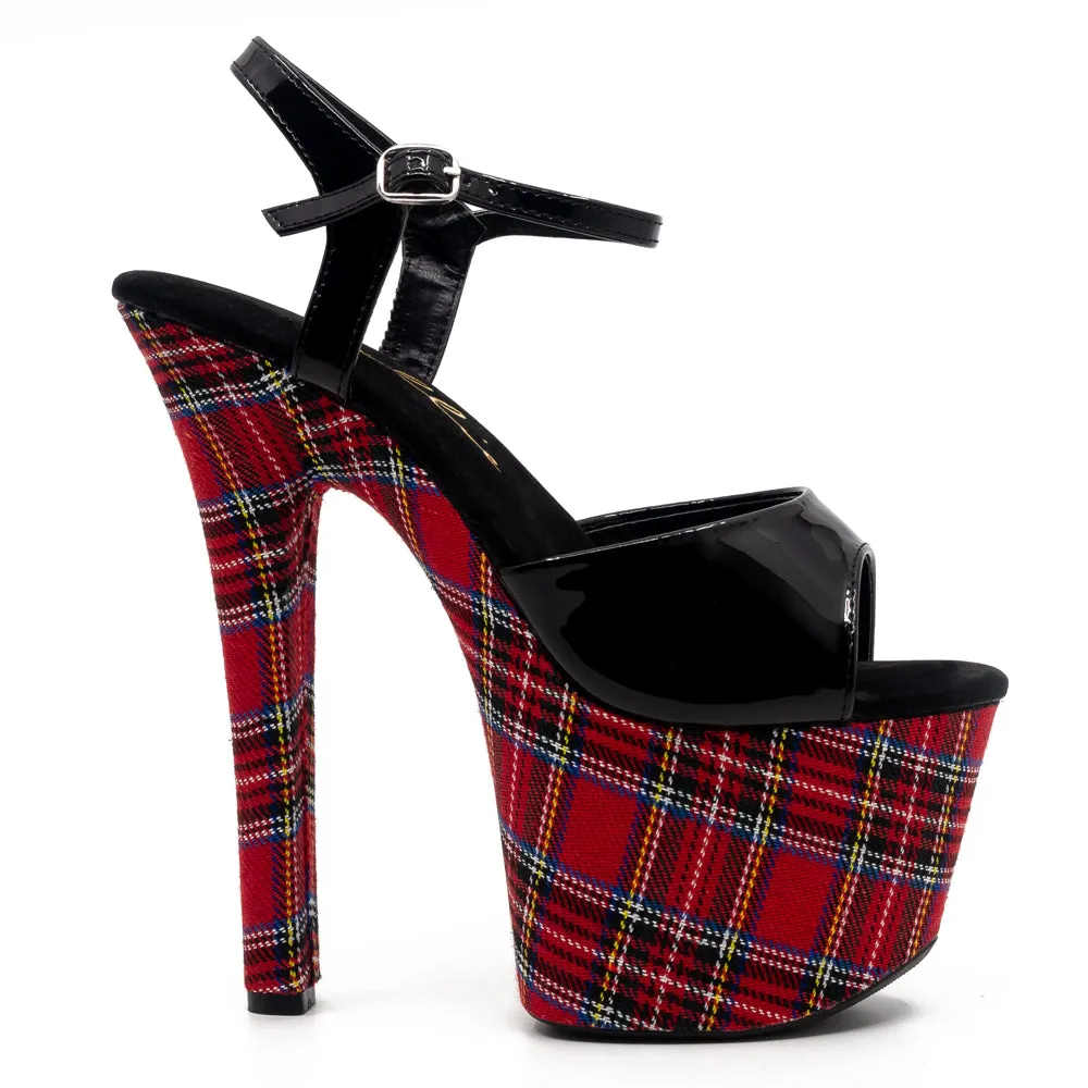 Ellie Shoes Mary 7" Stiletto Plaid Platform Sandal