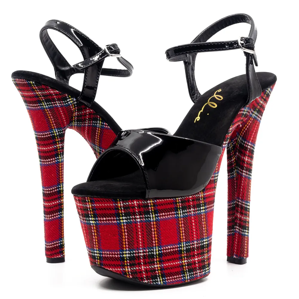 Ellie Shoes Mary 7" Stiletto Plaid Platform Sandal