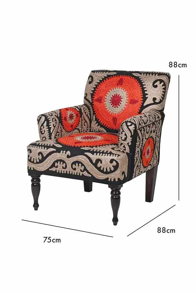 Embroidered Folk Pattern Armchair