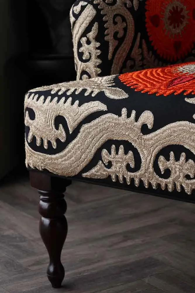 Embroidered Folk Pattern Armchair