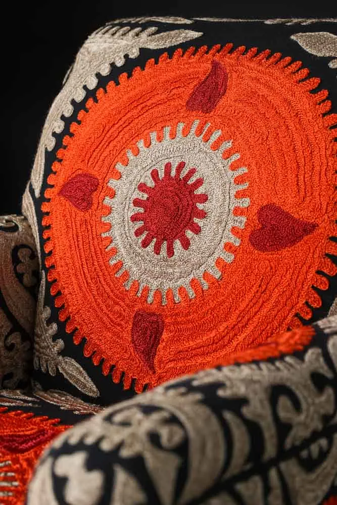 Embroidered Folk Pattern Armchair