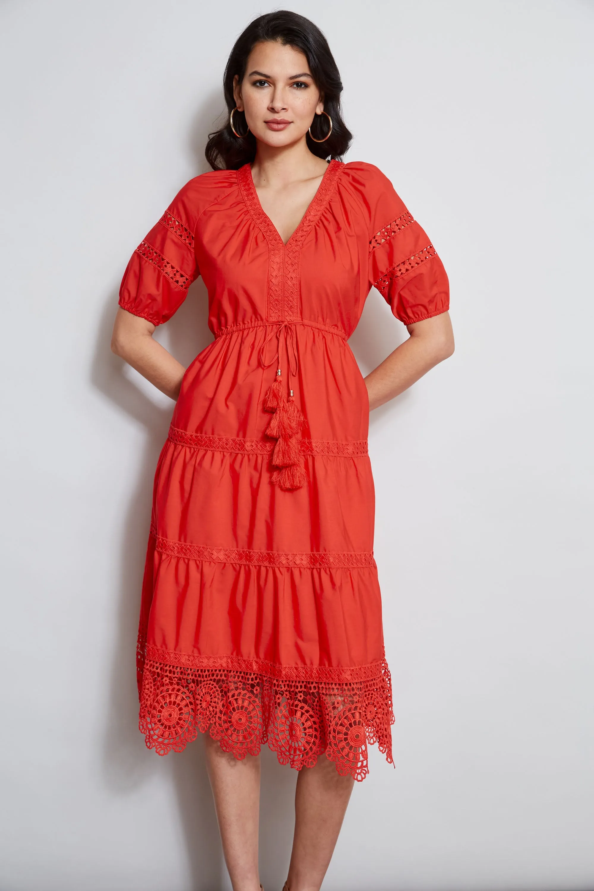 Embroidered Short Sleeve Dress