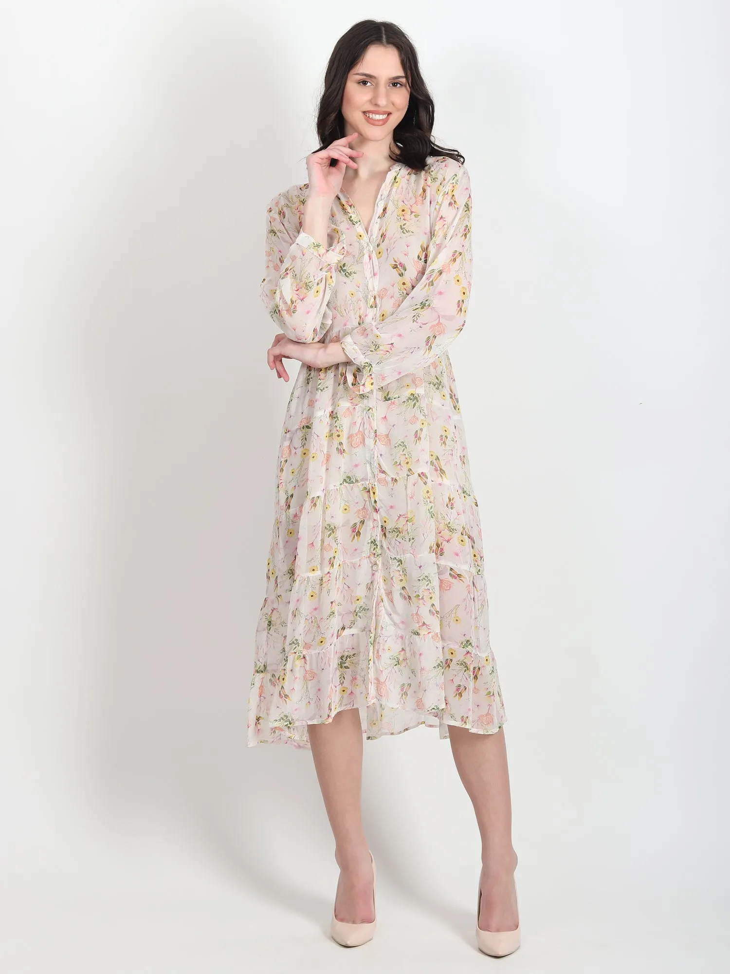 Emily Floral Printed Georgette Dress