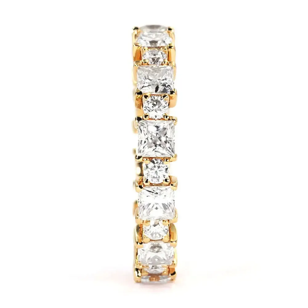 Erin Moissanite Full Eternity and Two Tone Wedding Rings in 18K Gold