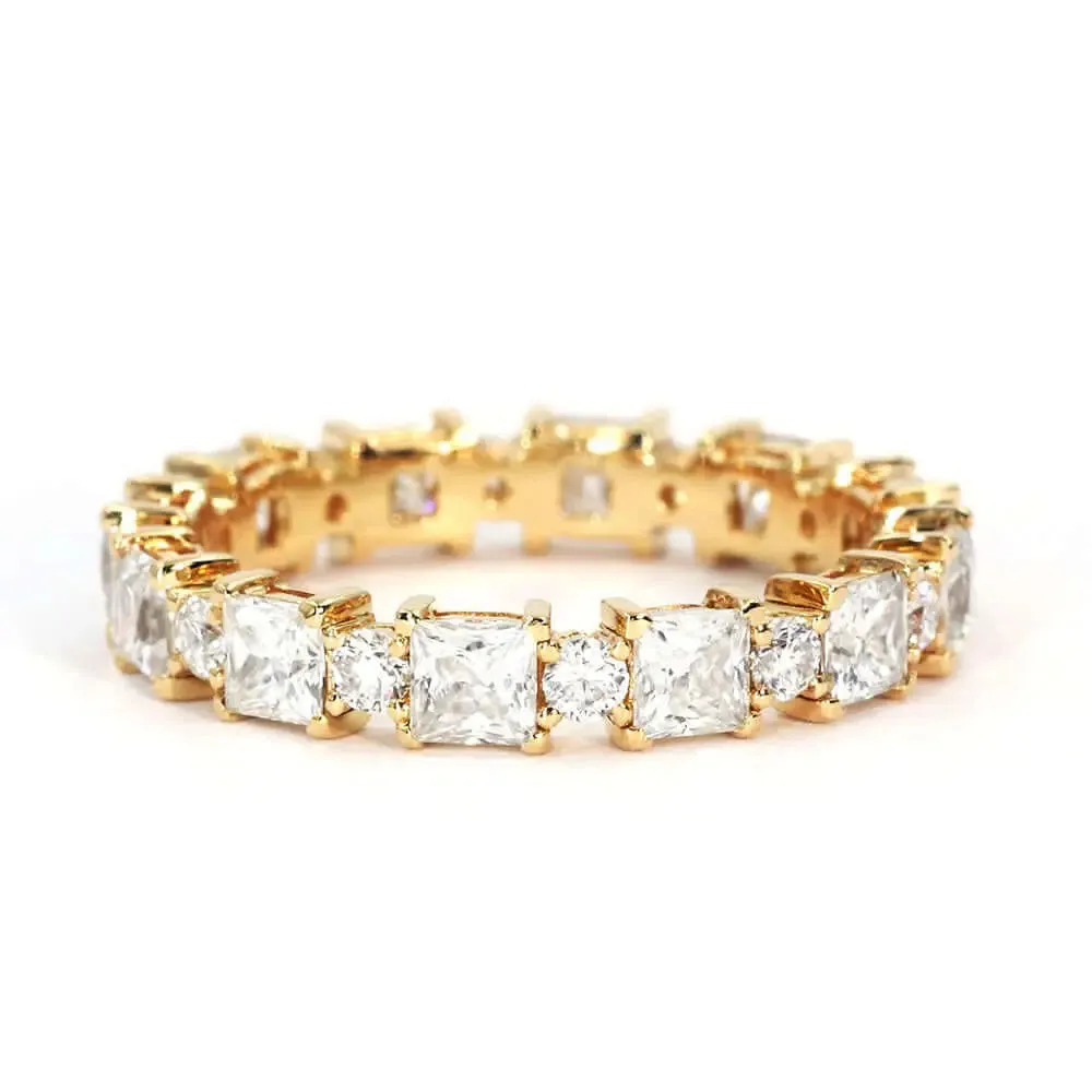 Erin Moissanite Full Eternity and Two Tone Wedding Rings in 18K Gold