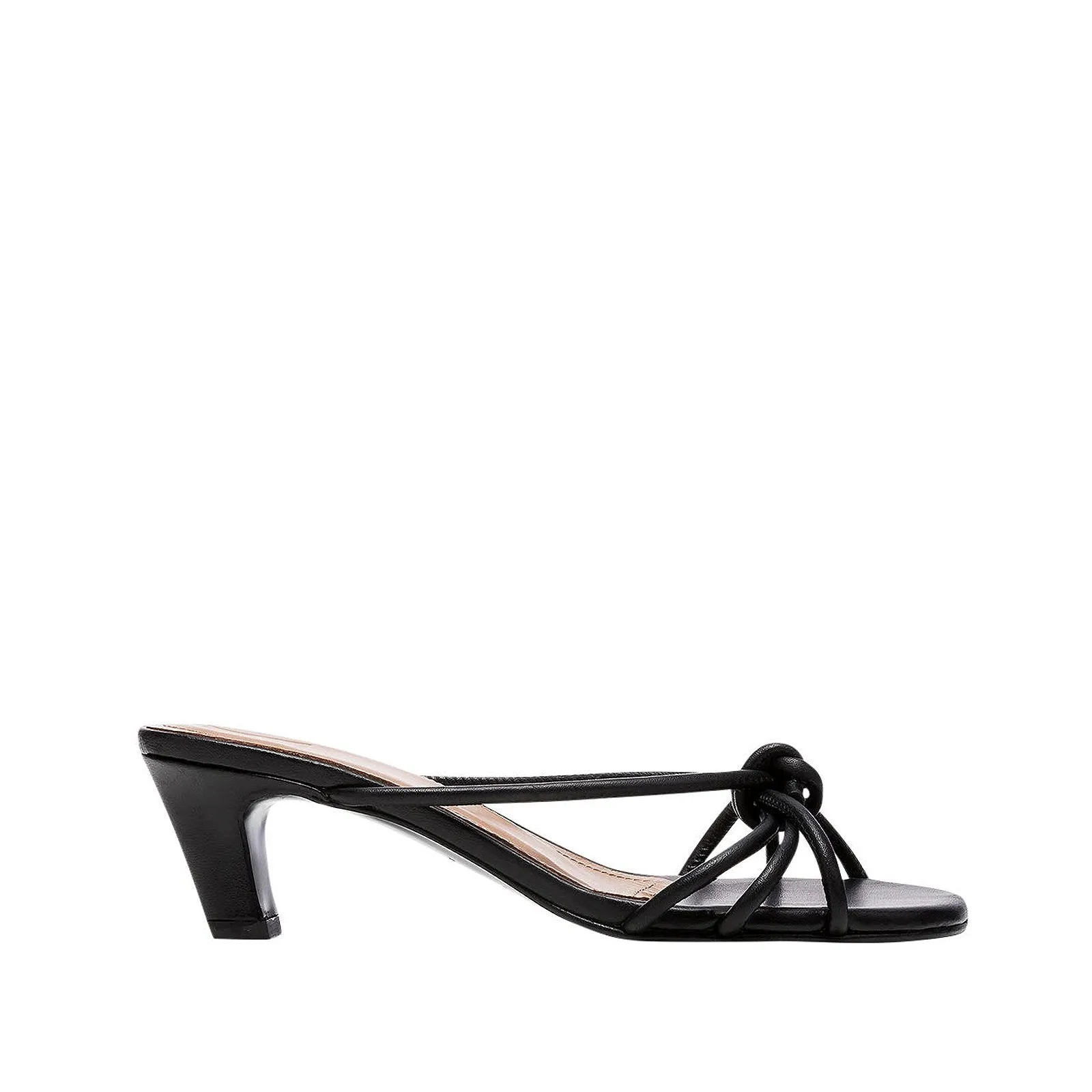 Eunice Leather Black Heeled Sandals