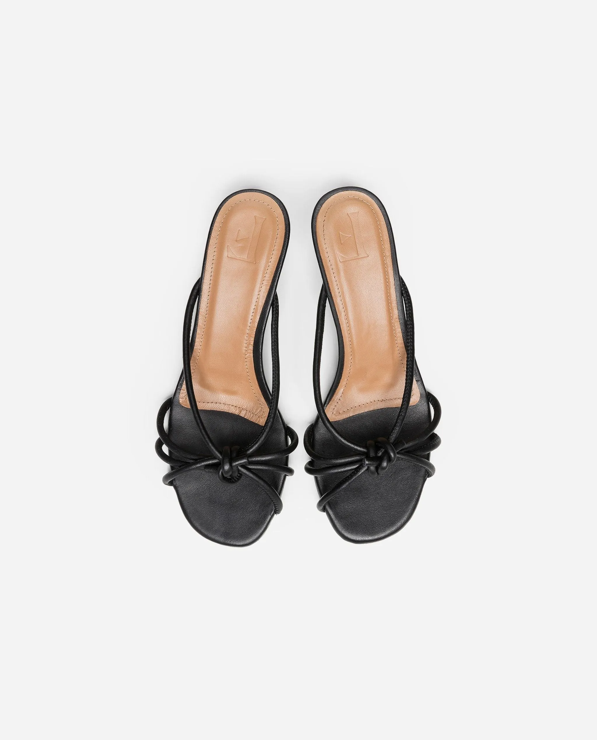 Eunice Leather Black Heeled Sandals