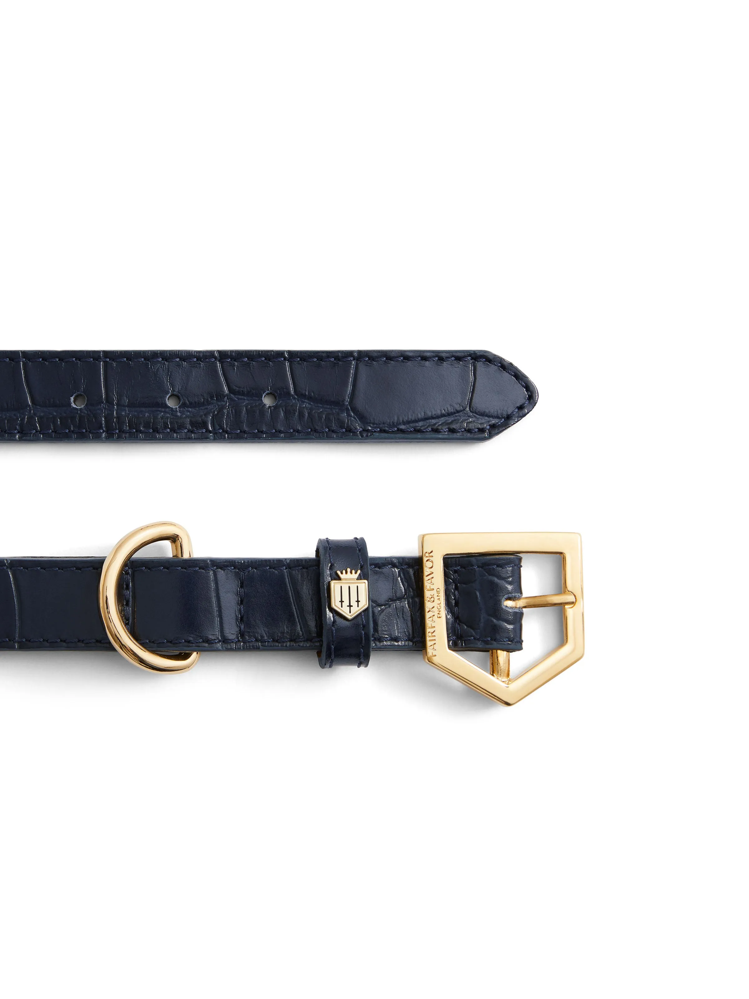 Fitzroy Dog Collar - High Shine Navy Croc Leather