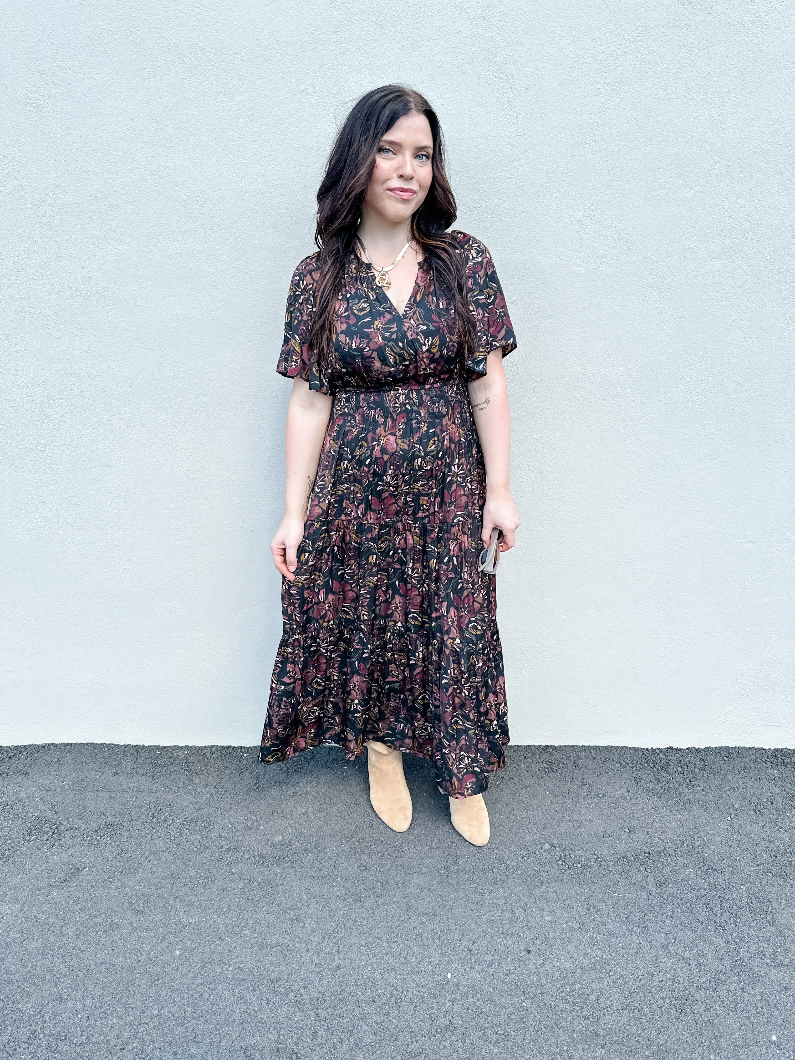 Floral Satin Midi Dress