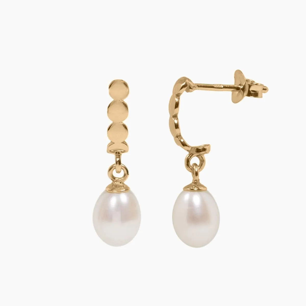 Freshwater Pearl Half Hoop Earrings (Gold)