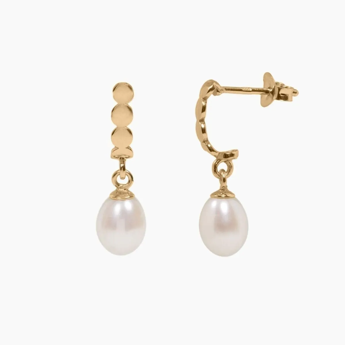 Freshwater Pearl Half Hoop Earrings (Gold)