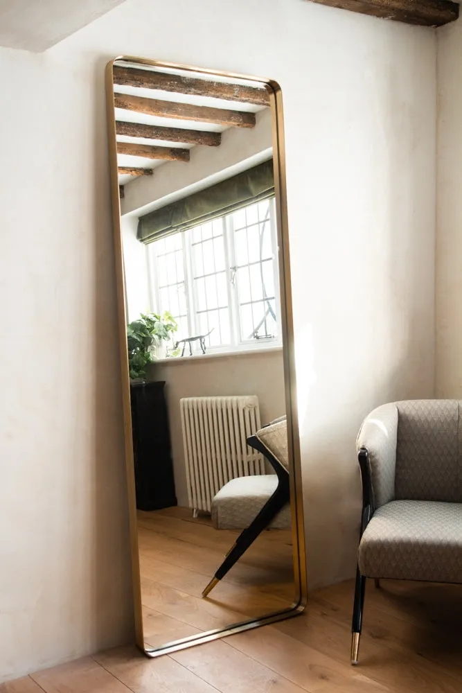 Giant Slim Full-Length Mirror With Rounded Gold Surround