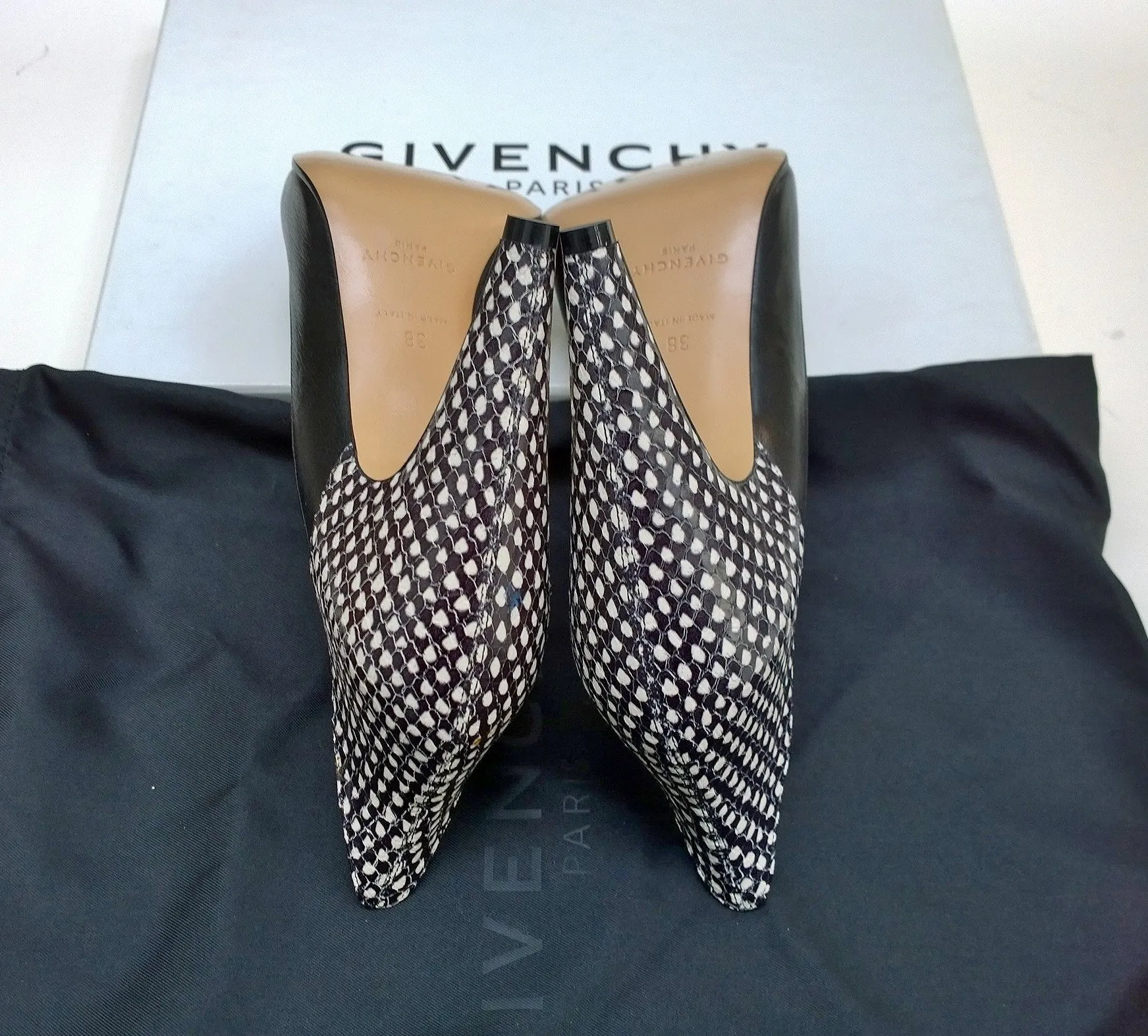 Givenchy Black Leather Printed Elaphe Heels