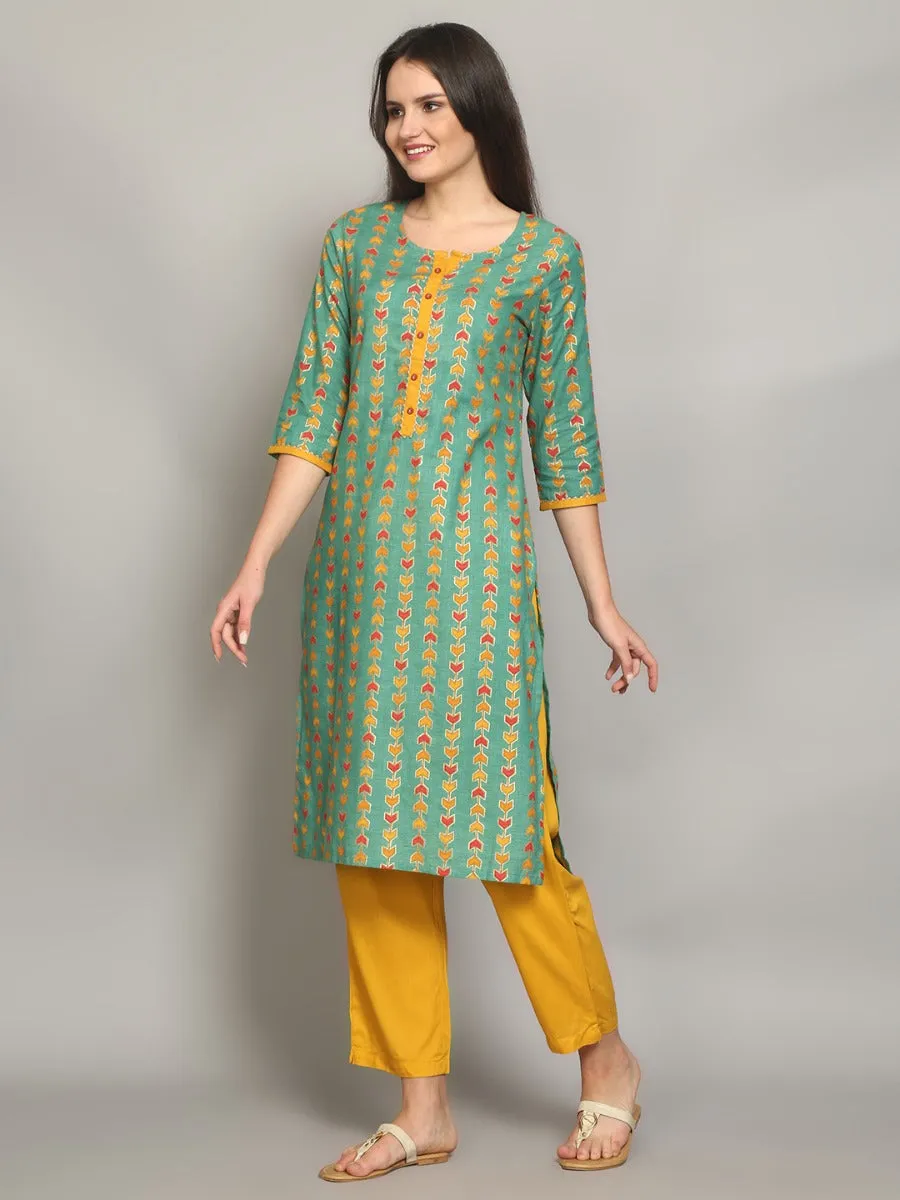 Gorgeous Green Geometric Printed Kurta