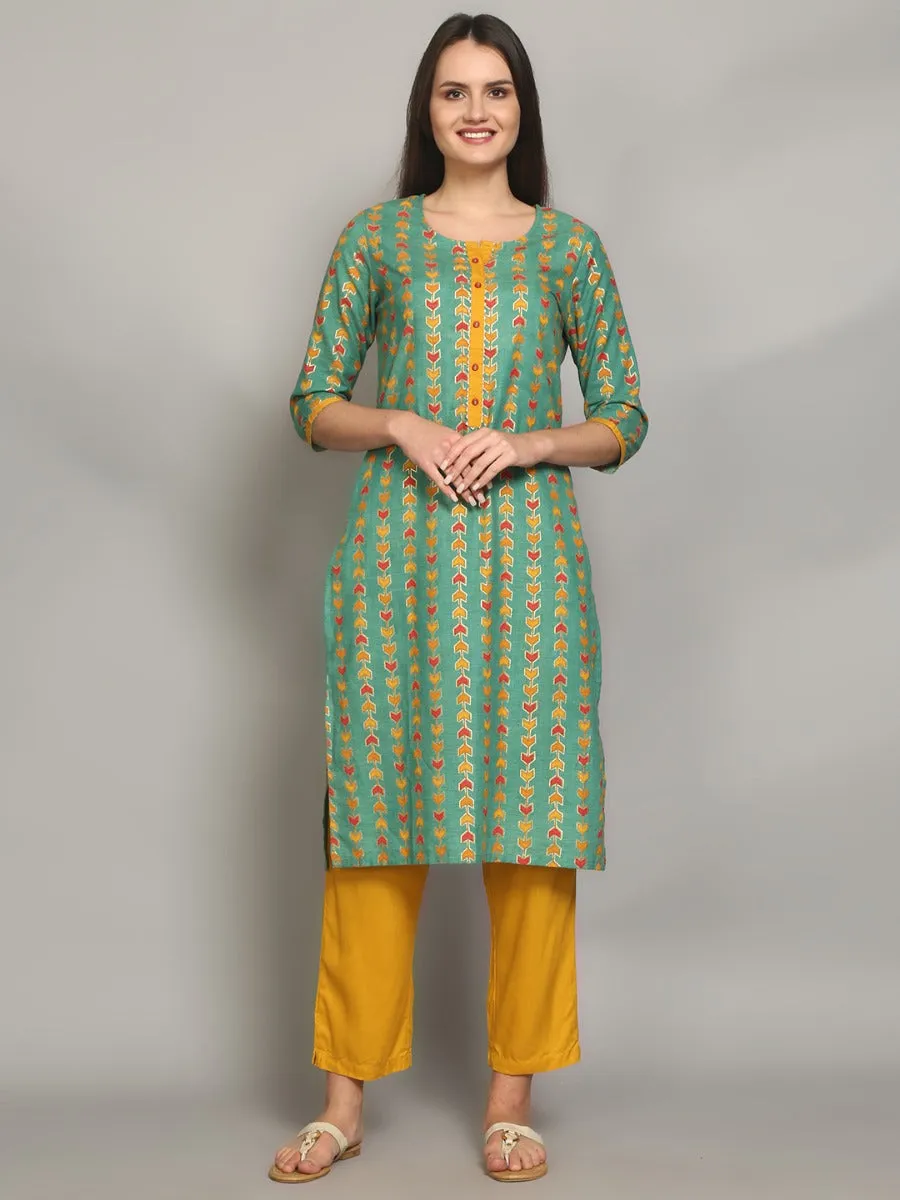 Gorgeous Green Geometric Printed Kurta