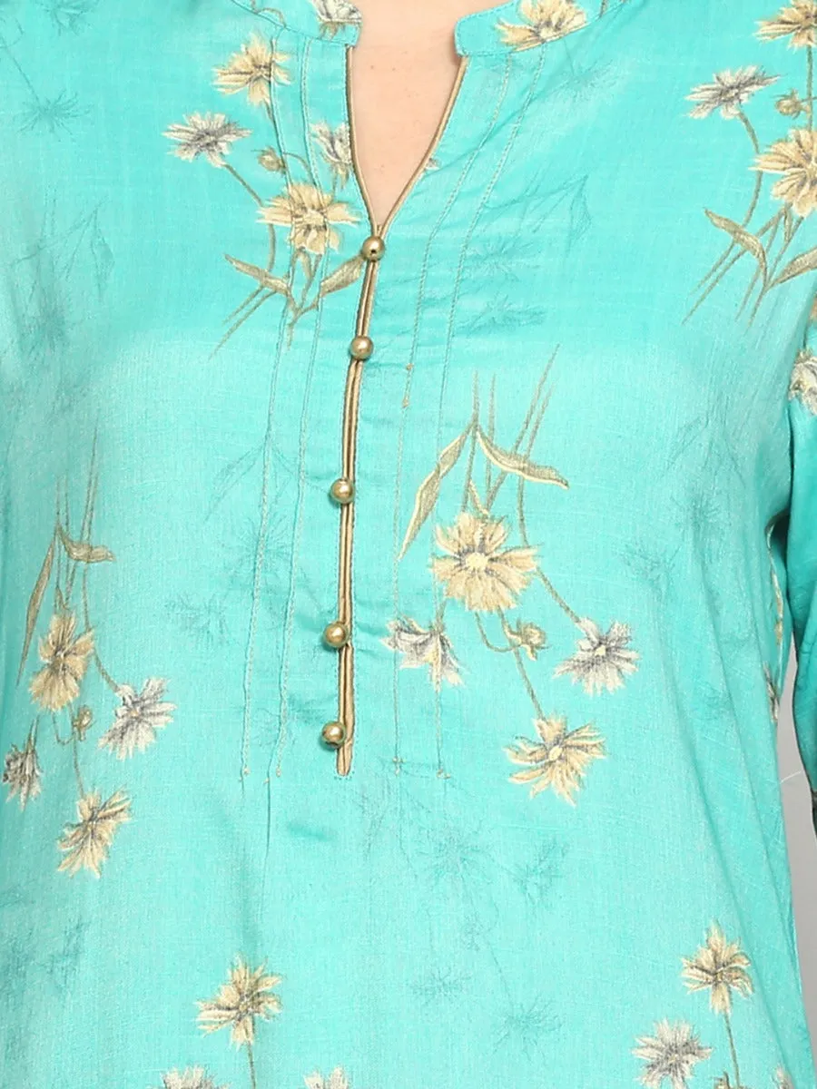 Gracious Blue Floral Printed Kurta