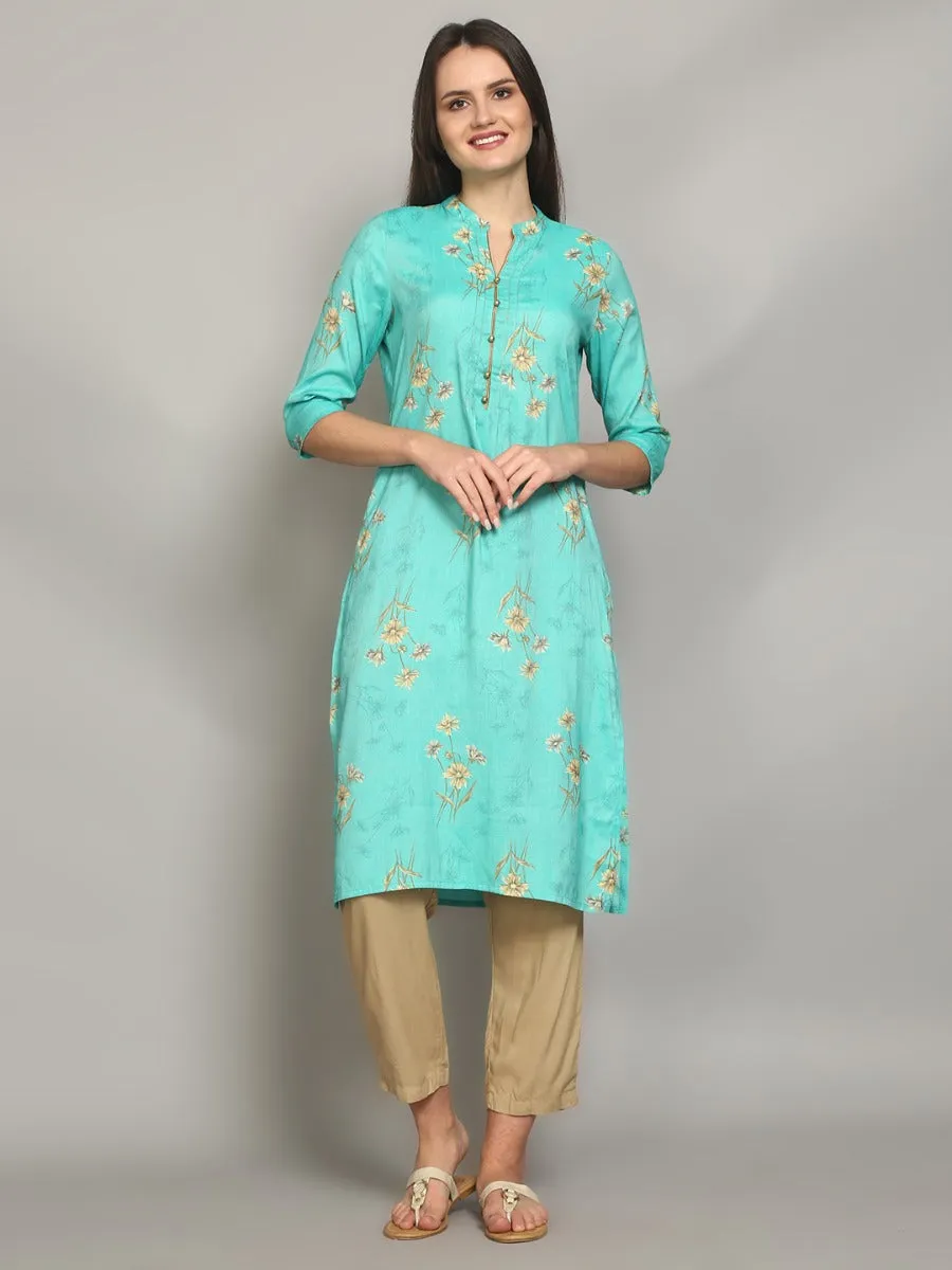 Gracious Blue Floral Printed Kurta