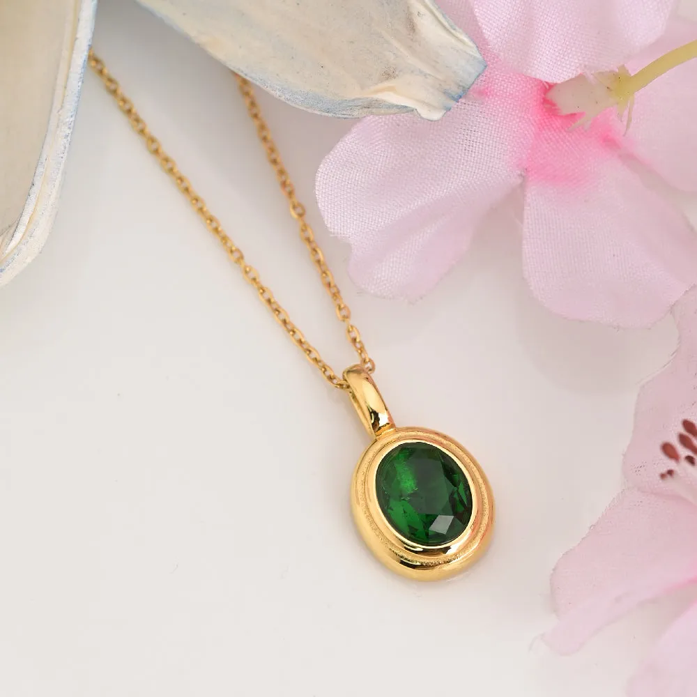 Green Emerald Oval Pendant