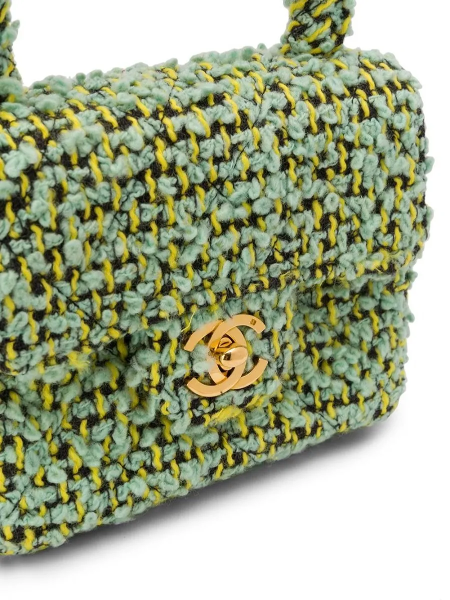 Green Tweed Mini Kelly Flap Bag