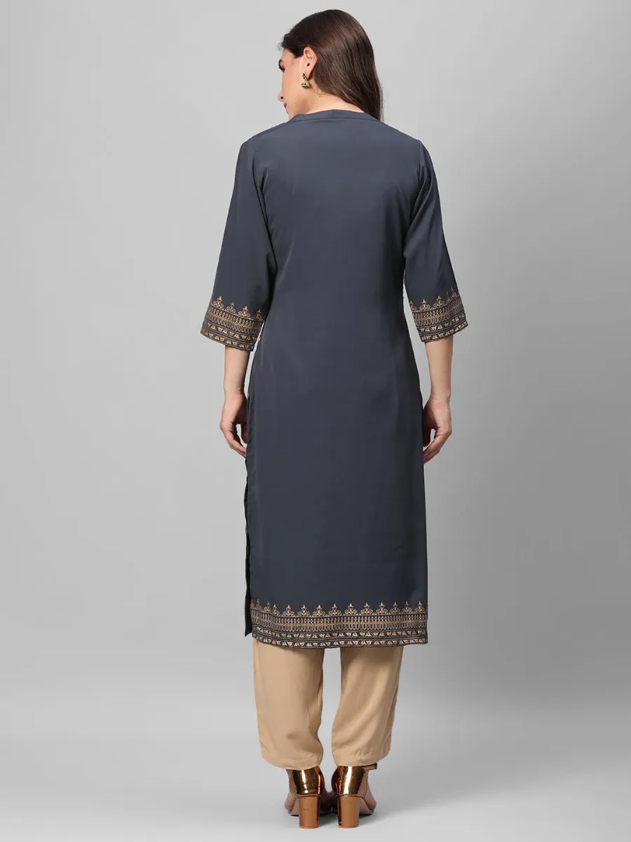 Grey Ornamental Printed Kurta