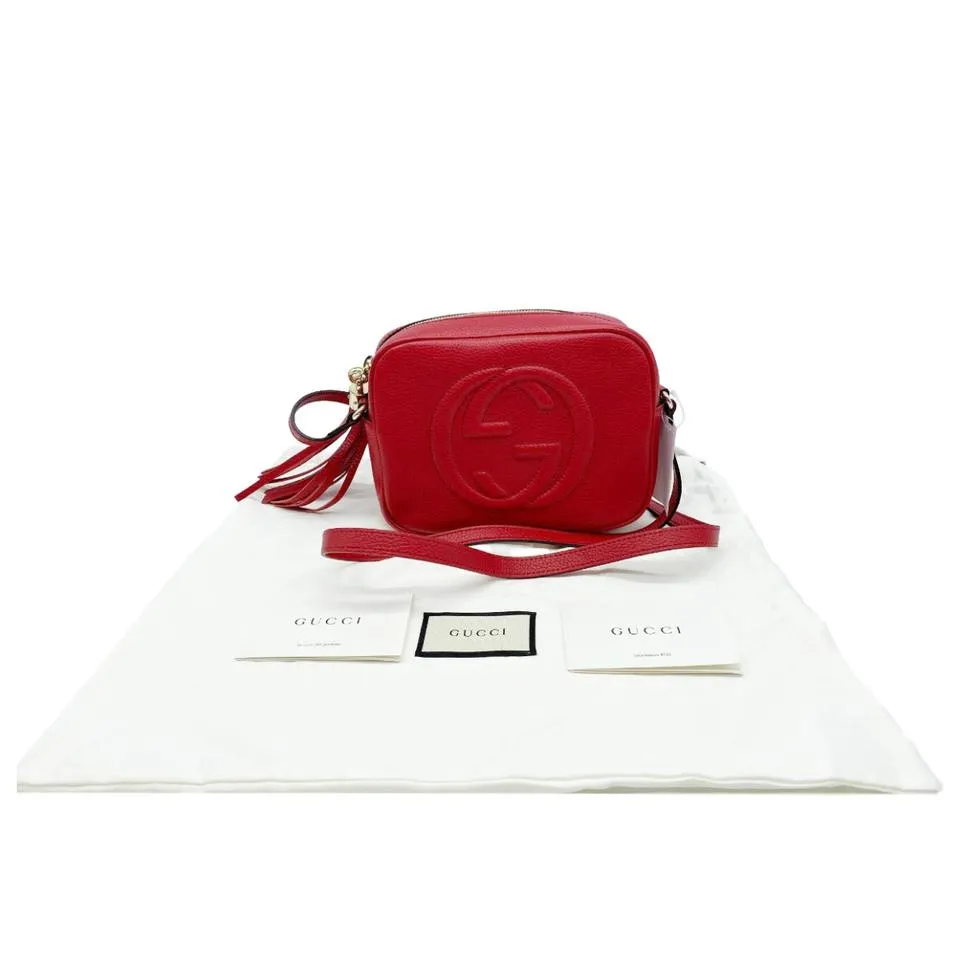 Gucci Soho Disco Vibrant Red Calfskin Leather Shoulder Bag