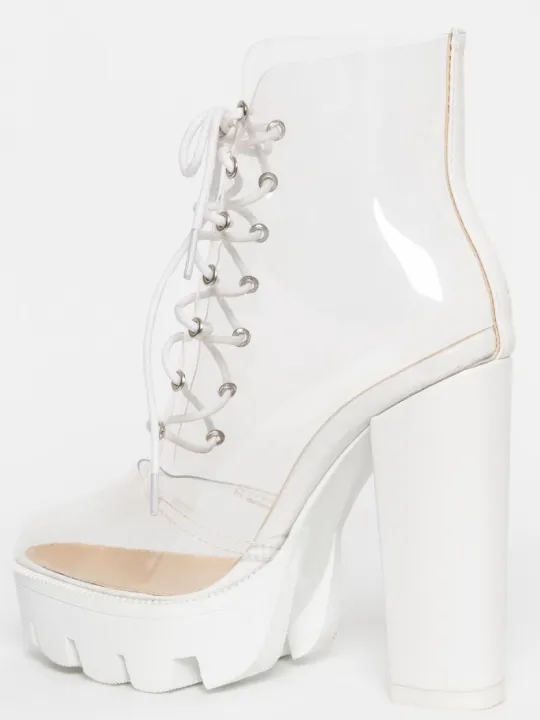 Hailey Lace Up Transparent Ankle Boots