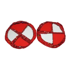 HARLEQUIN RED ROUND CLIP-ON EARRINGS