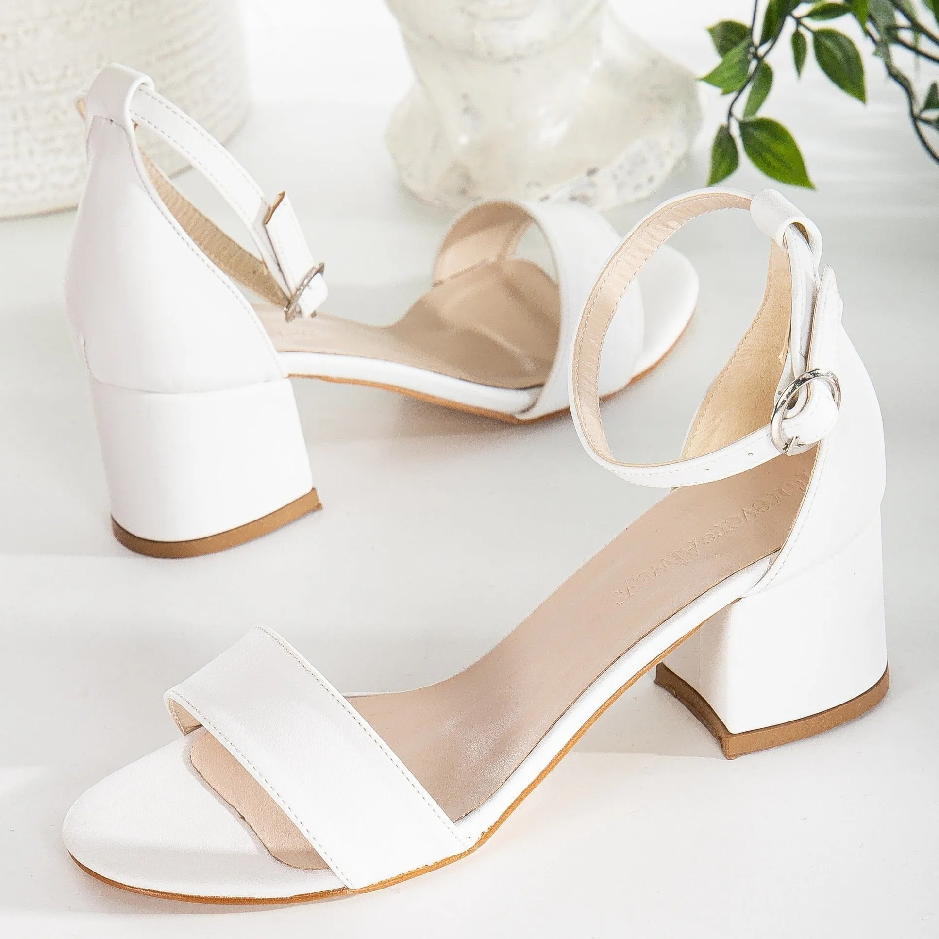 Hera - White Wedding Sandals with Ribbon