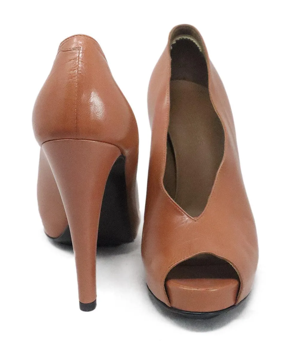 Hermes Tobacco Brown Leather Heels sz 8.5