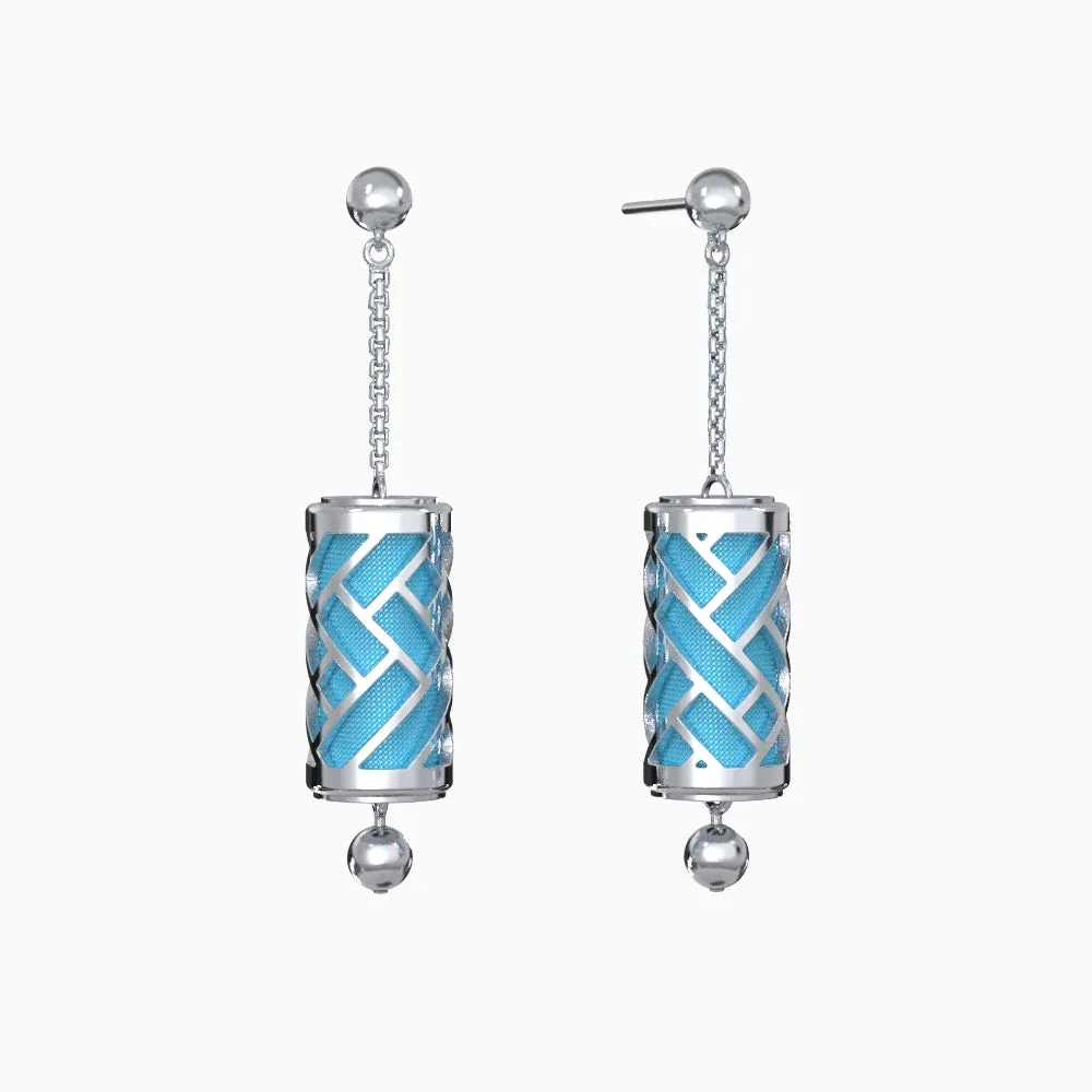 Hue Silk Earrings - Turquoise Blue - Sterling Silver