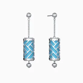 Hue Silk Earrings - Turquoise Blue - Sterling Silver