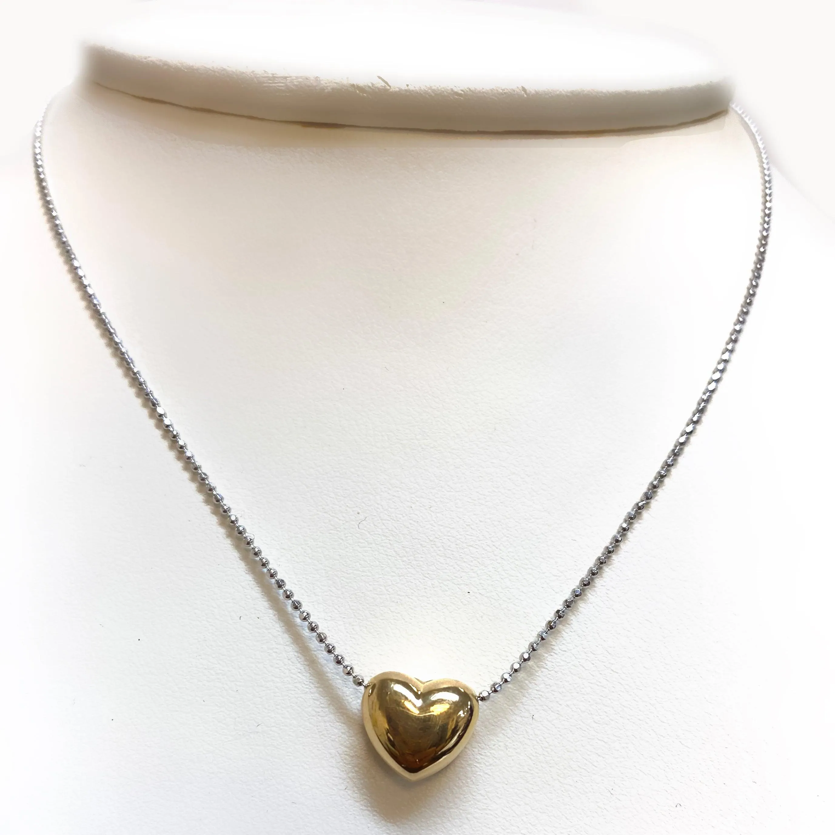 Italian Silver Gold Heart Pendant Necklace