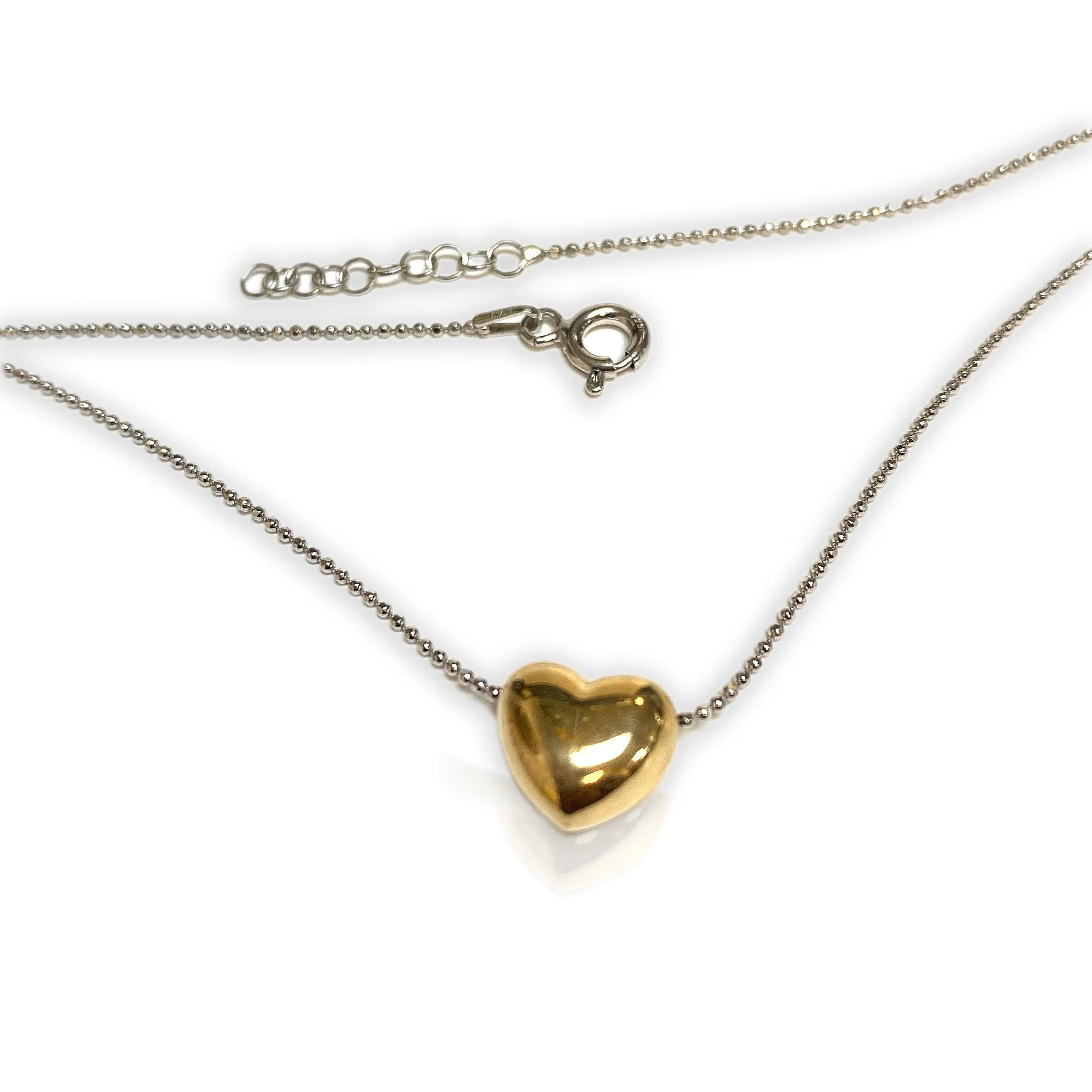 Italian Silver Gold Heart Pendant Necklace