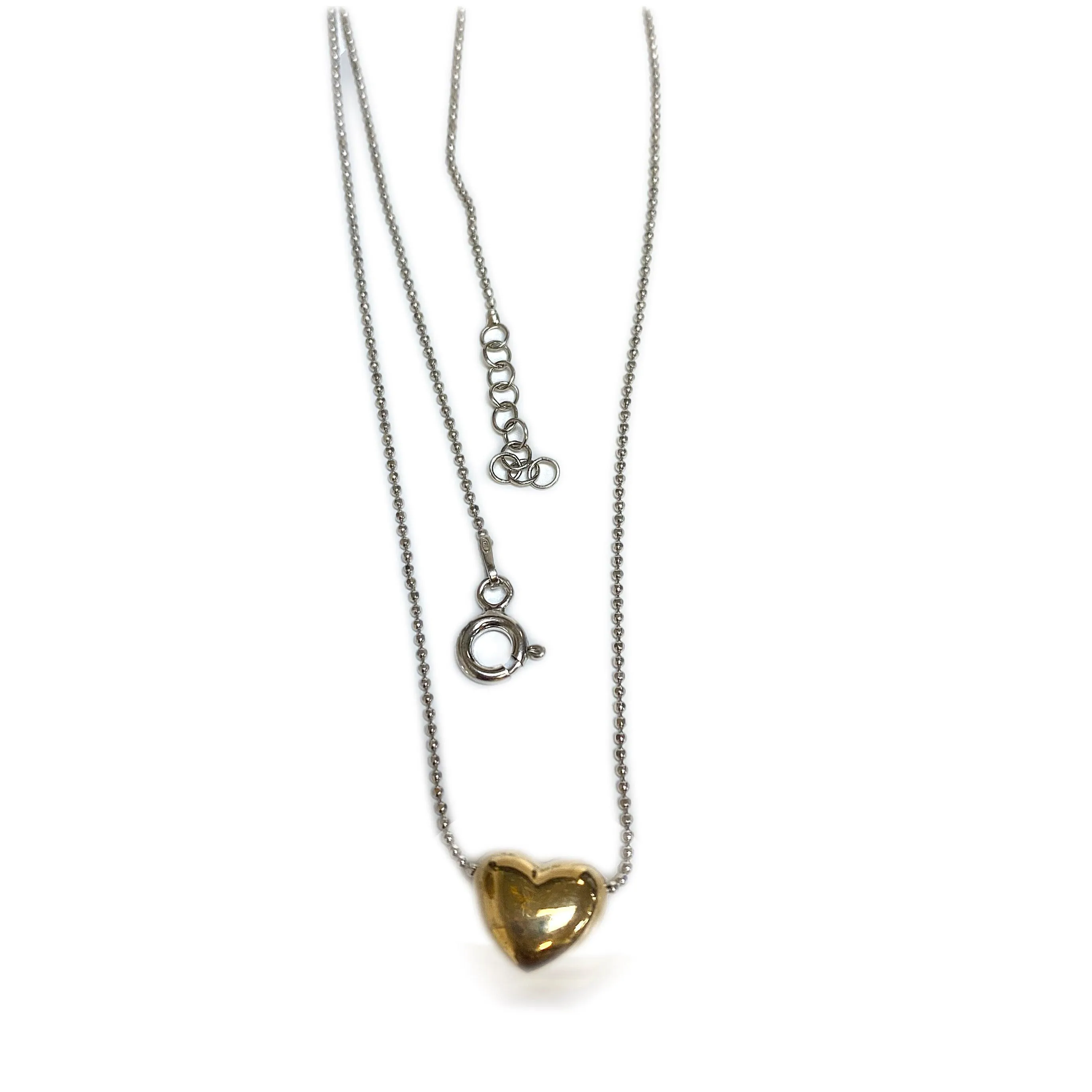 Italian Silver Gold Heart Pendant Necklace