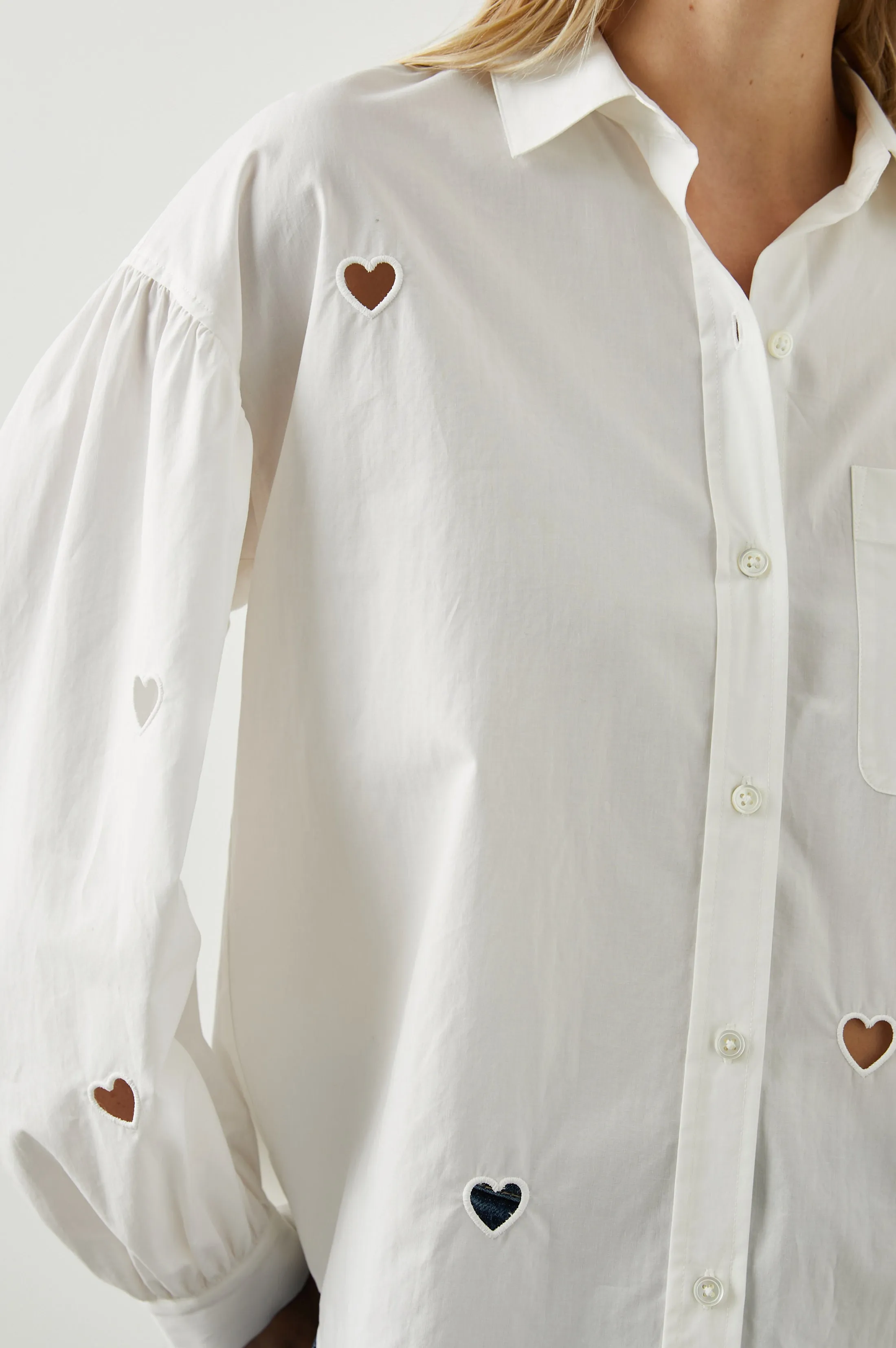 JANAE SHIRT - WHITE EYELET HEARTS