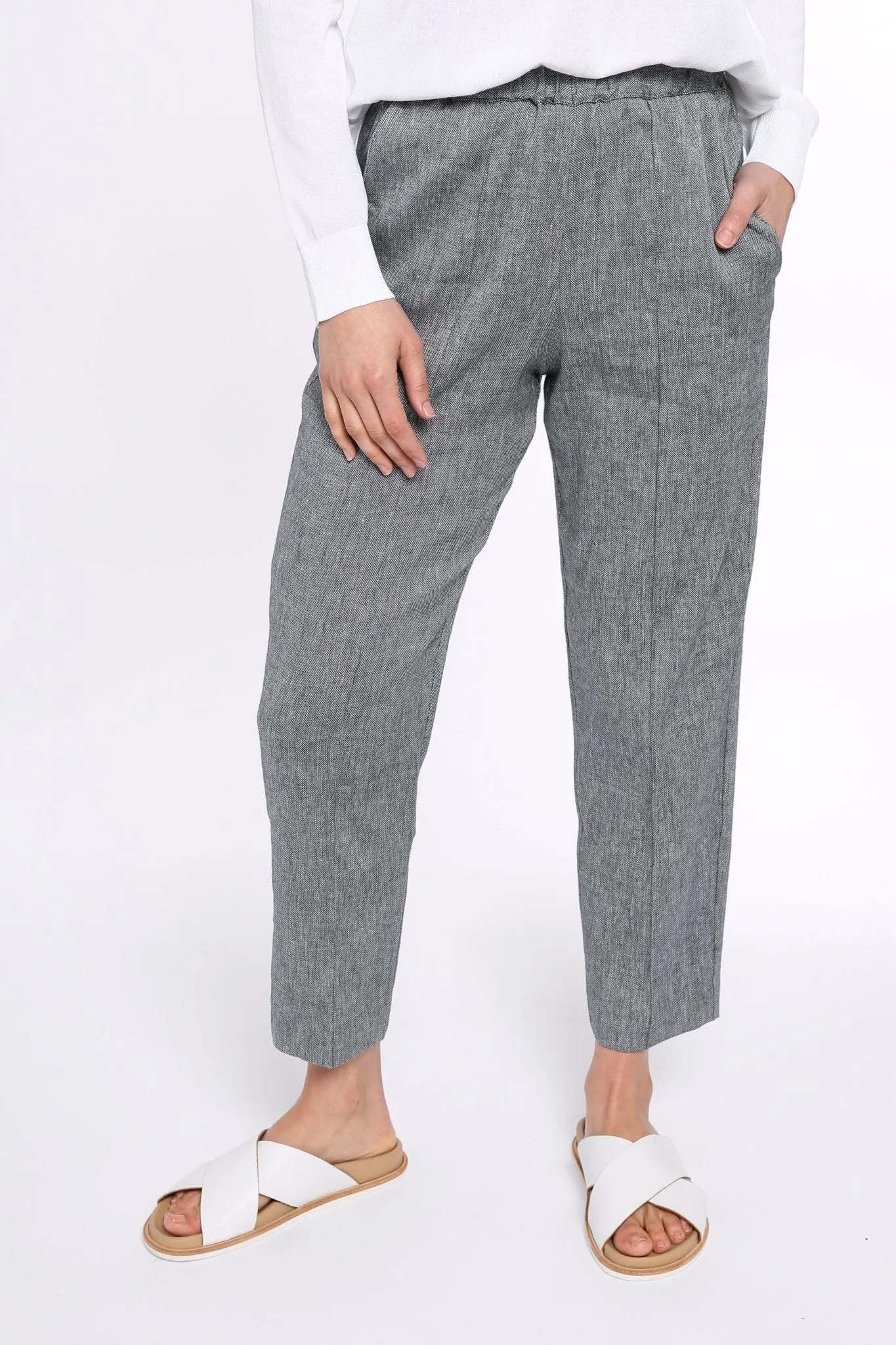 JANICE PANT IN LINEN-COTTON INDIGO