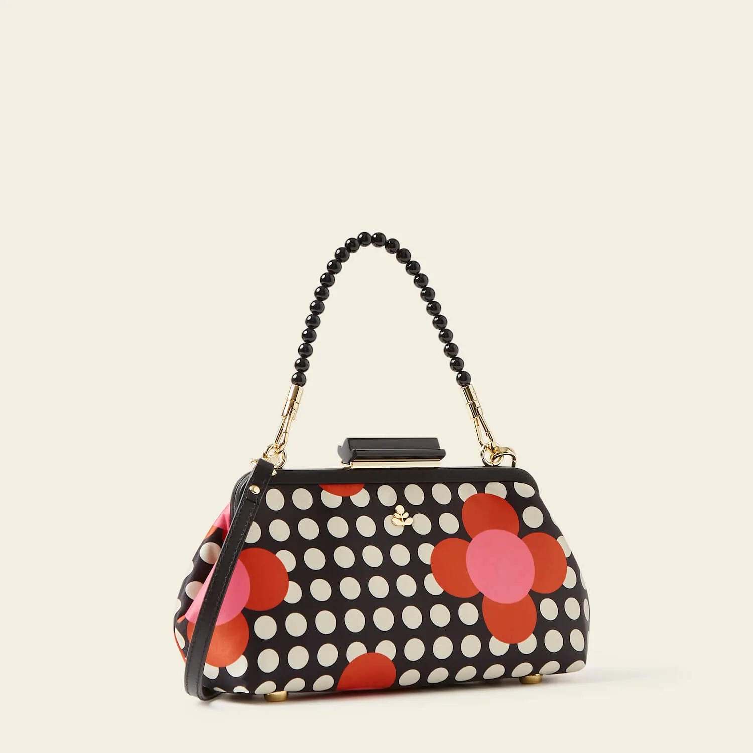 Jenny D Clutch - Fuchsia Flower Polka Dot