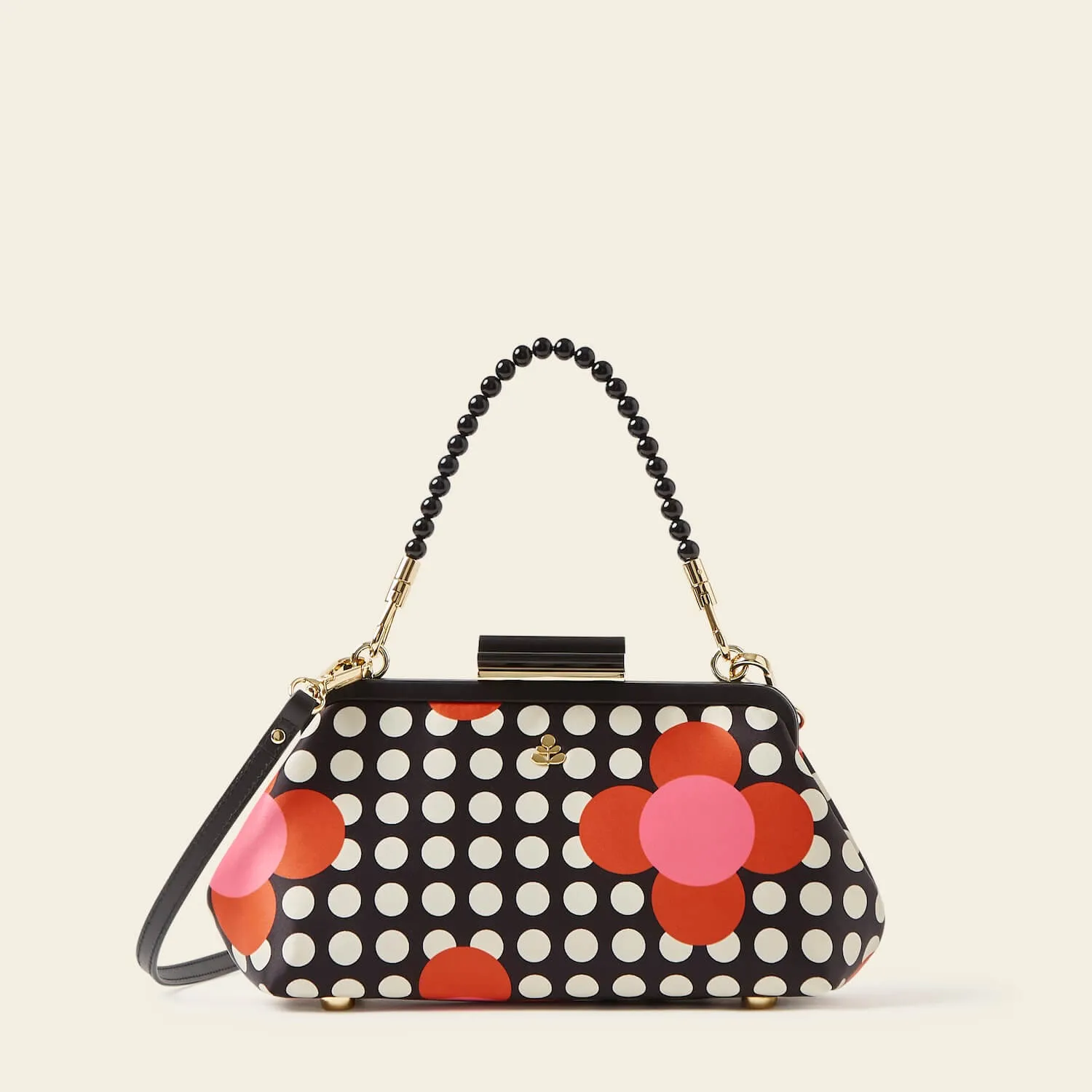 Jenny D Clutch - Fuchsia Flower Polka Dot