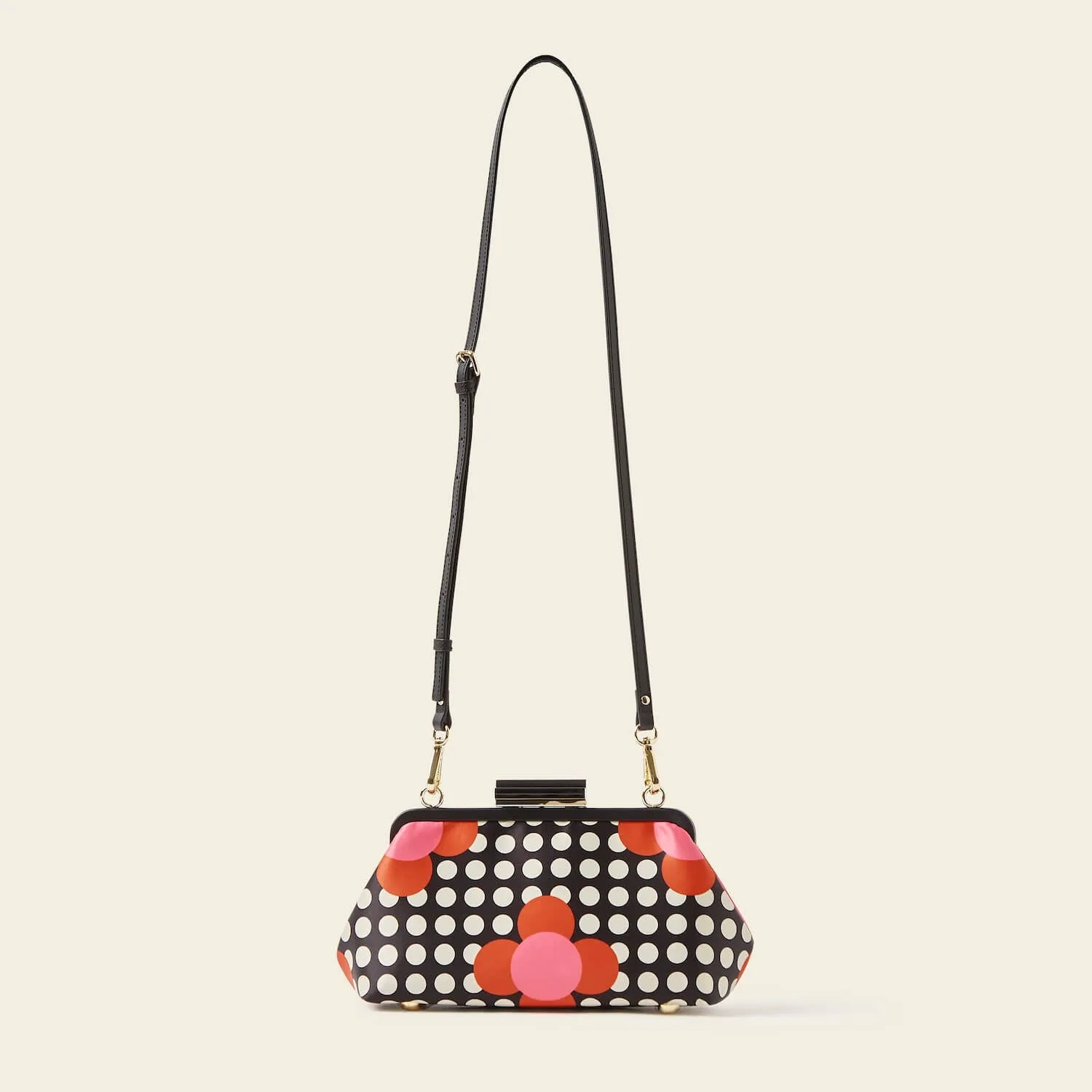 Jenny D Clutch - Fuchsia Flower Polka Dot