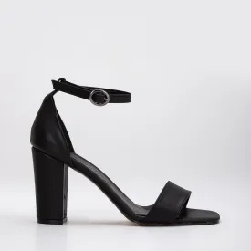 Jess - Black Open Toe Block Heels