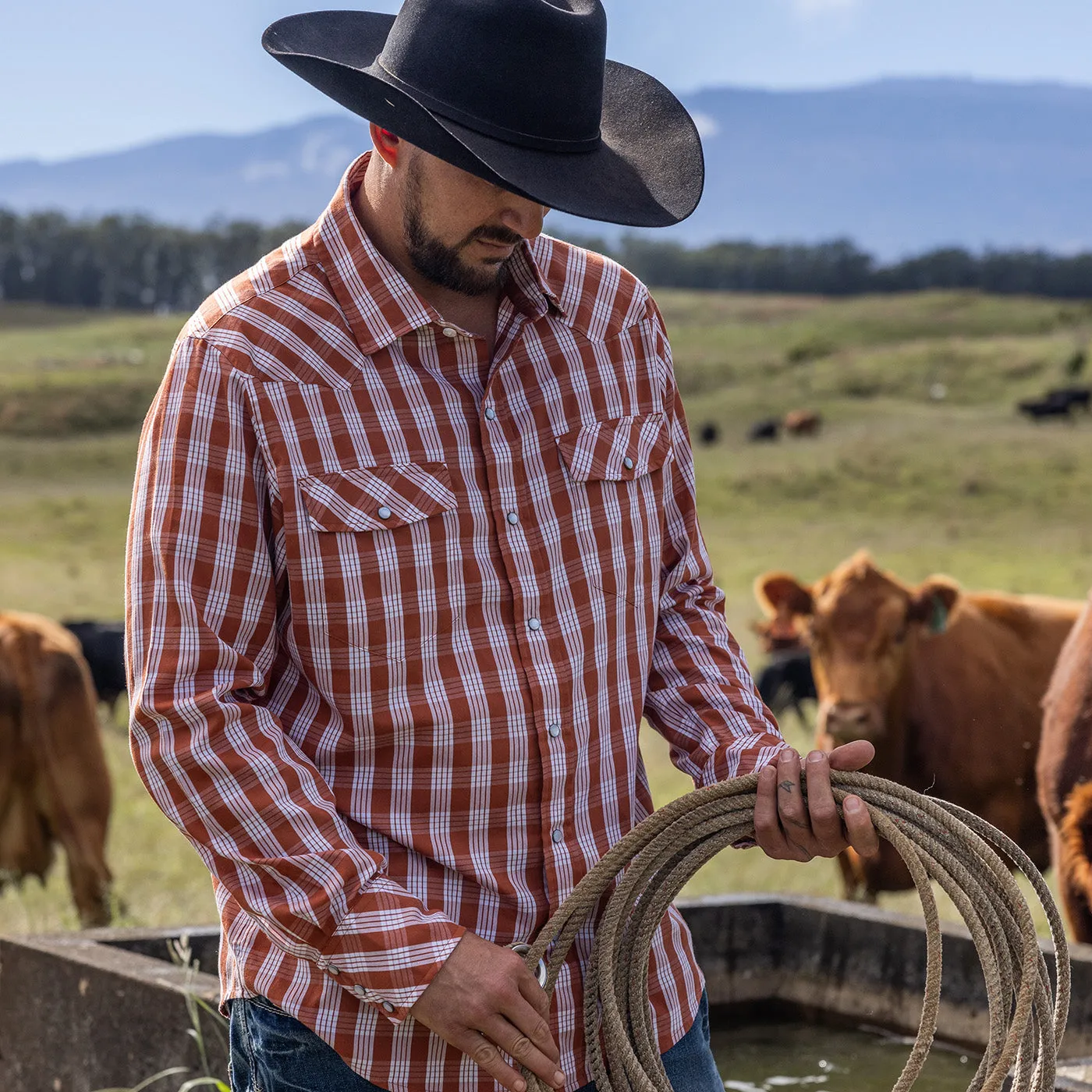 Kauai Red Palaka Western Snap Shirt