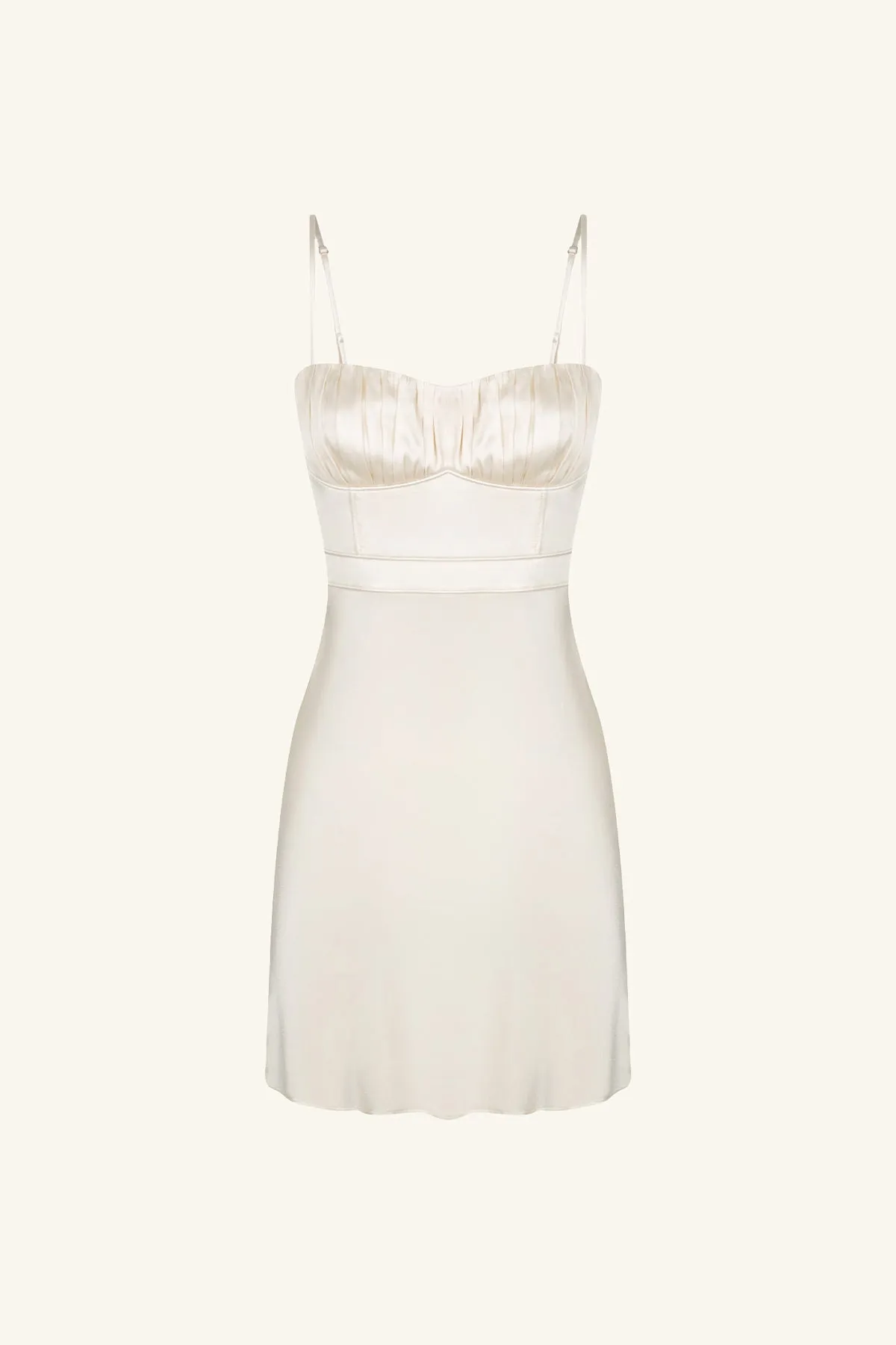 LA LUNE CORDED RUCHED MINI DRESS - CREAM