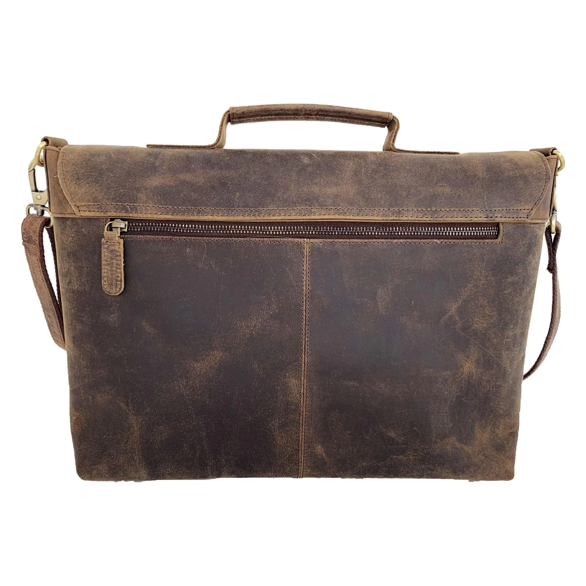 Leather Briefcase 16 Inch Laptop Messenger Bag Office Briefcase College Bag (Buffalo Distressed Tan)