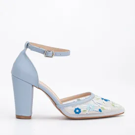 Lorraine - Blue Floral Lace Wedding Shoes