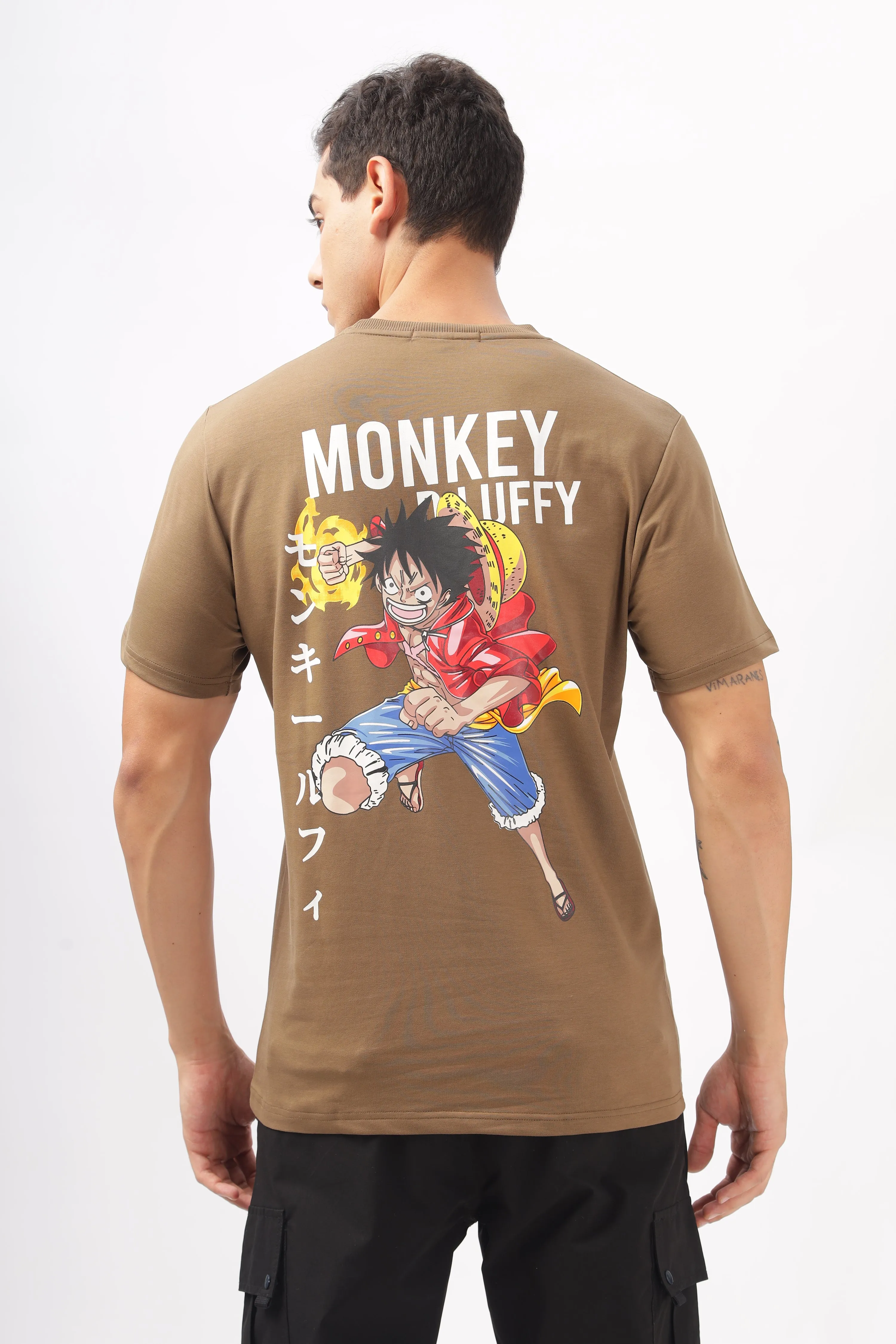 Luffy Graphic Brown Printed T-Shirt