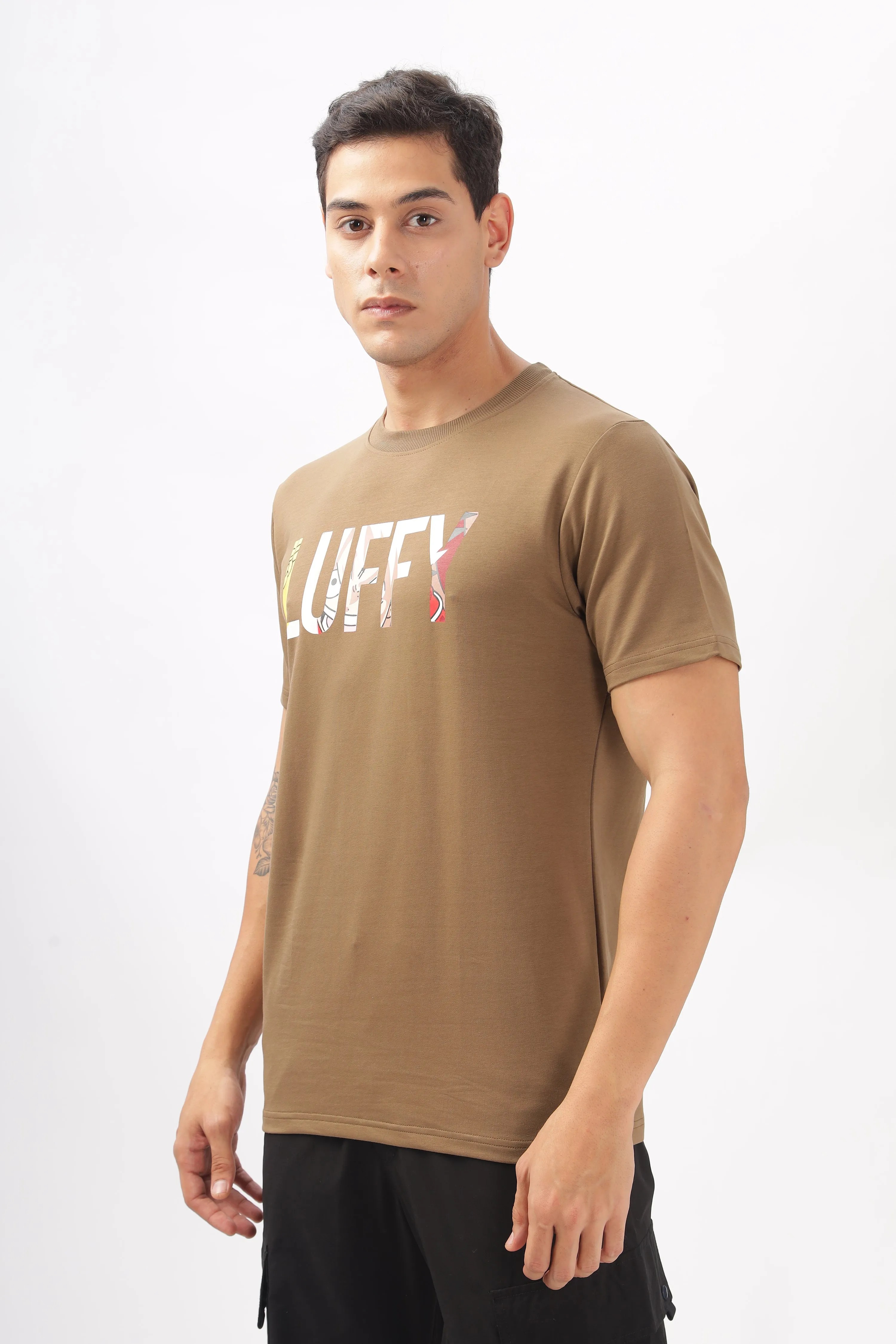 Luffy Graphic Brown Printed T-Shirt