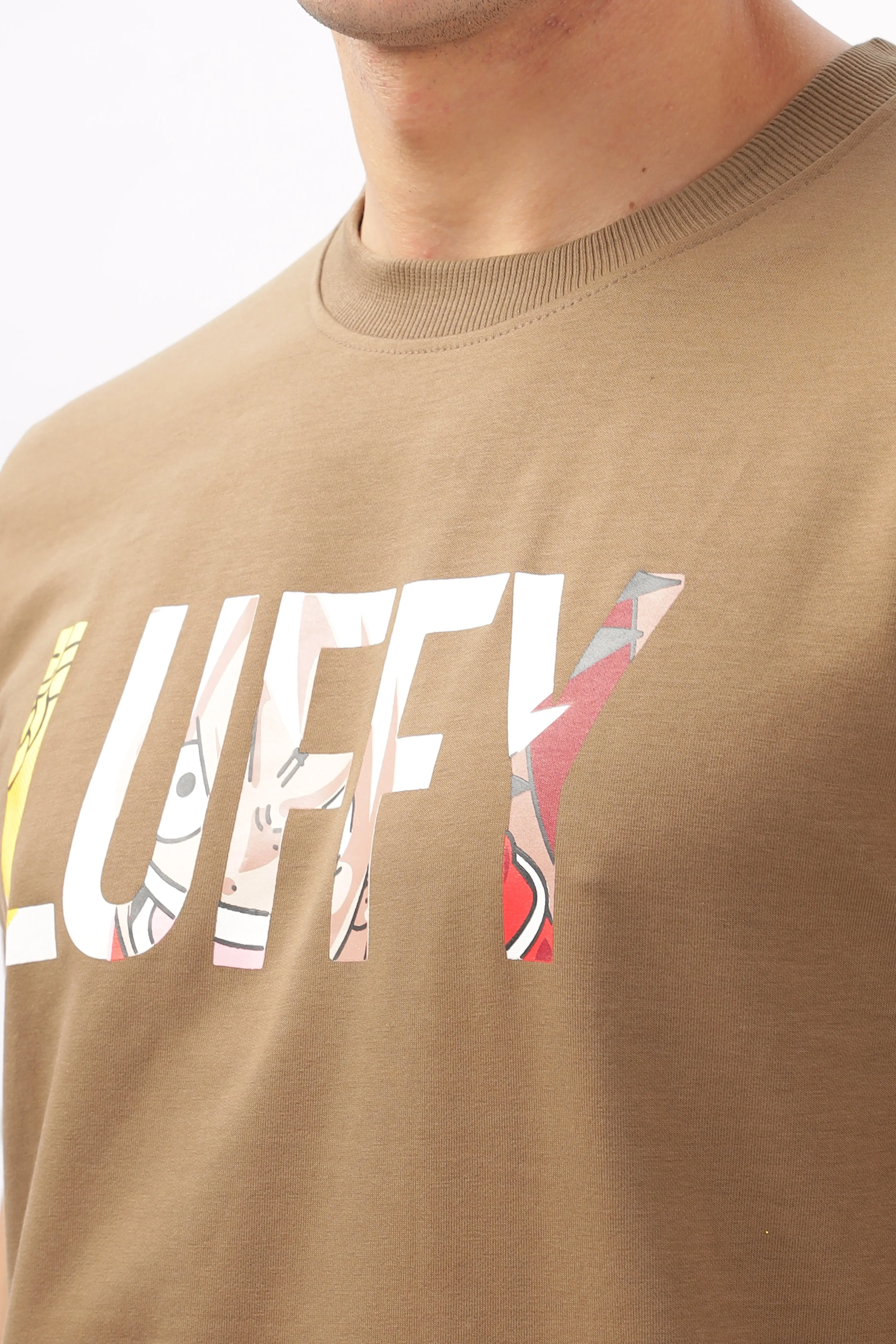 Luffy Graphic Brown Printed T-Shirt