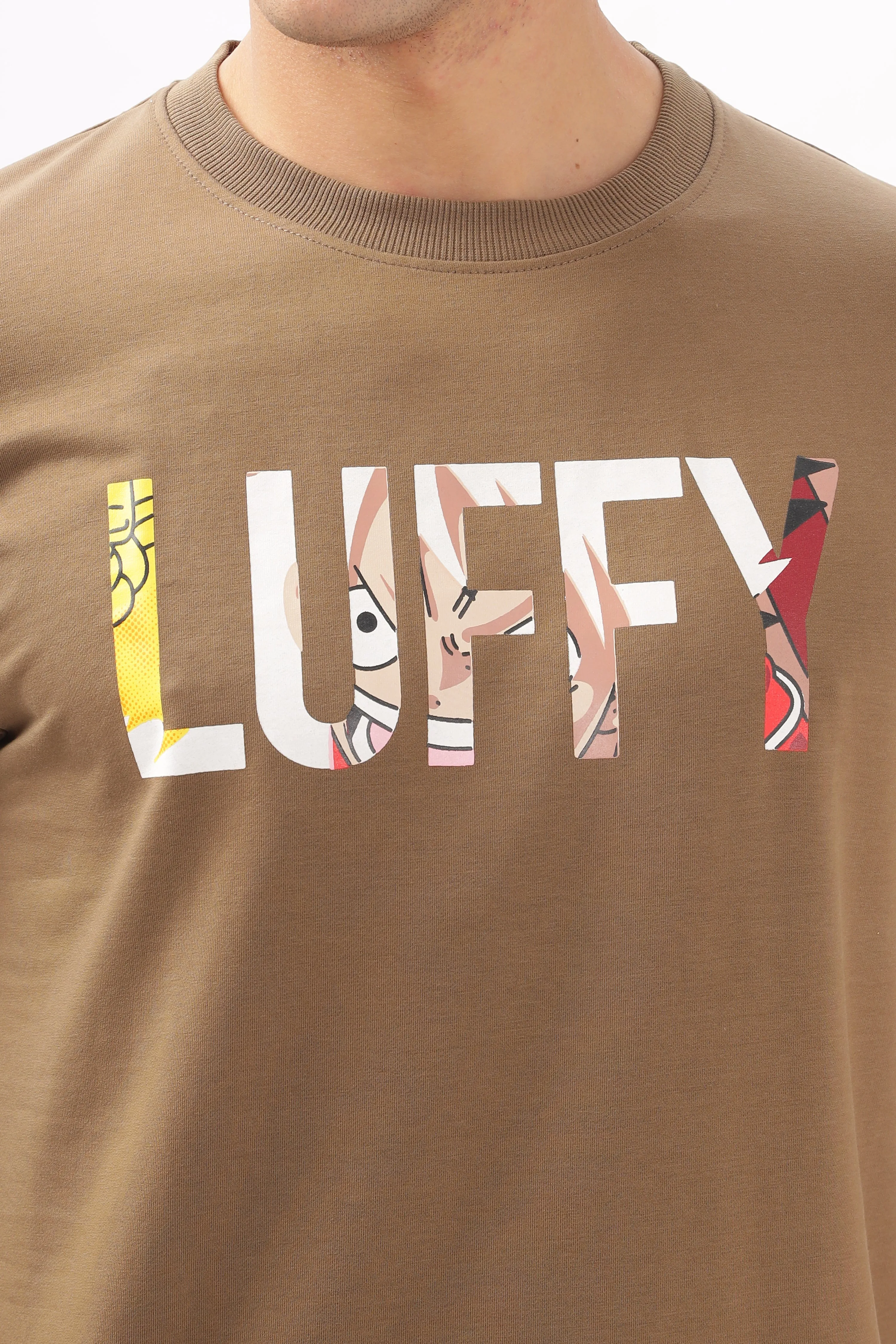 Luffy Graphic Brown Printed T-Shirt