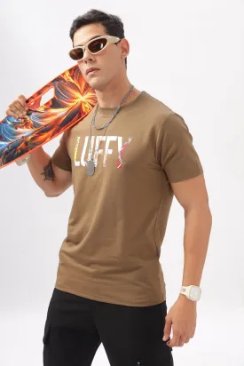 Luffy Graphic Brown Printed T-Shirt