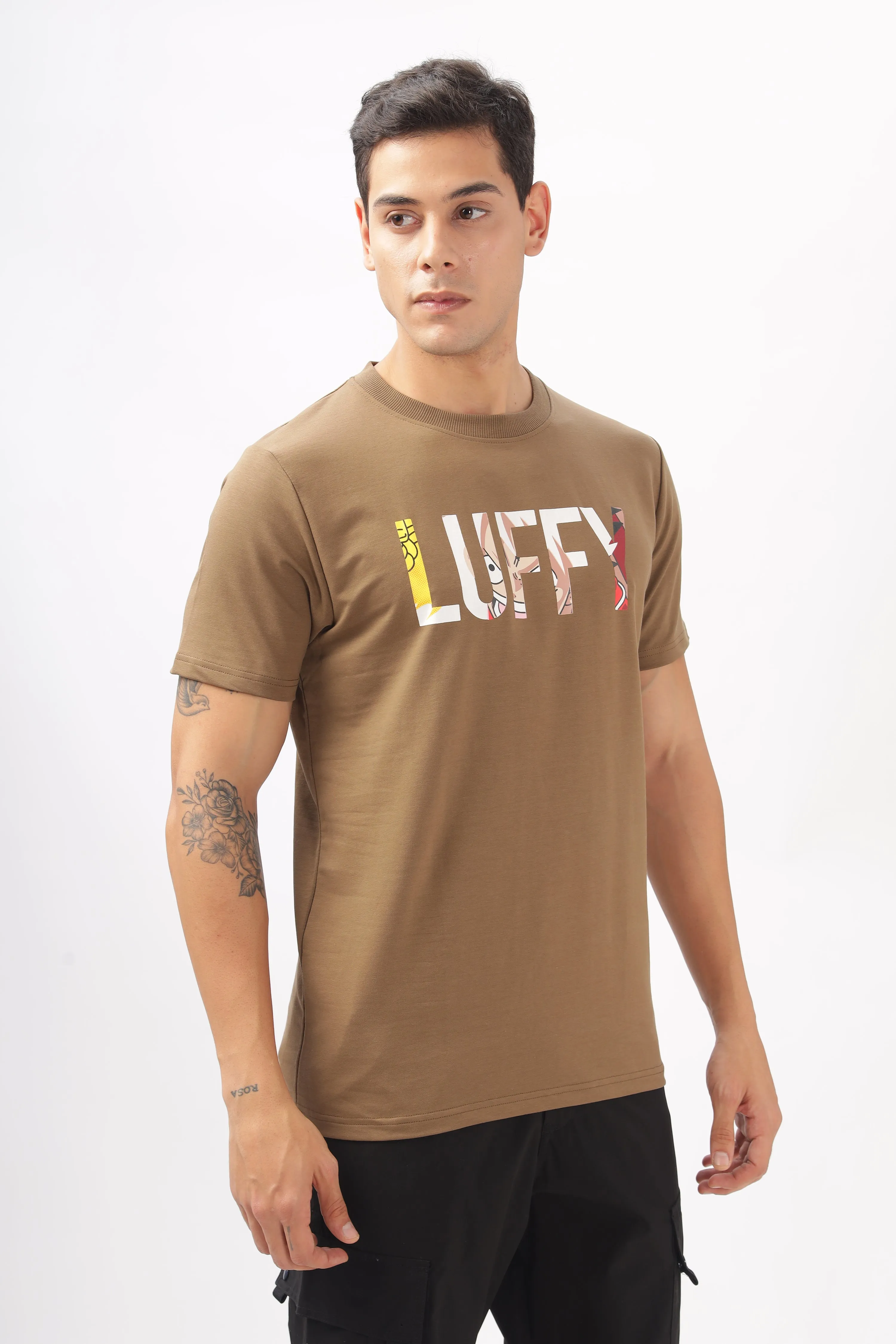 Luffy Graphic Brown Printed T-Shirt